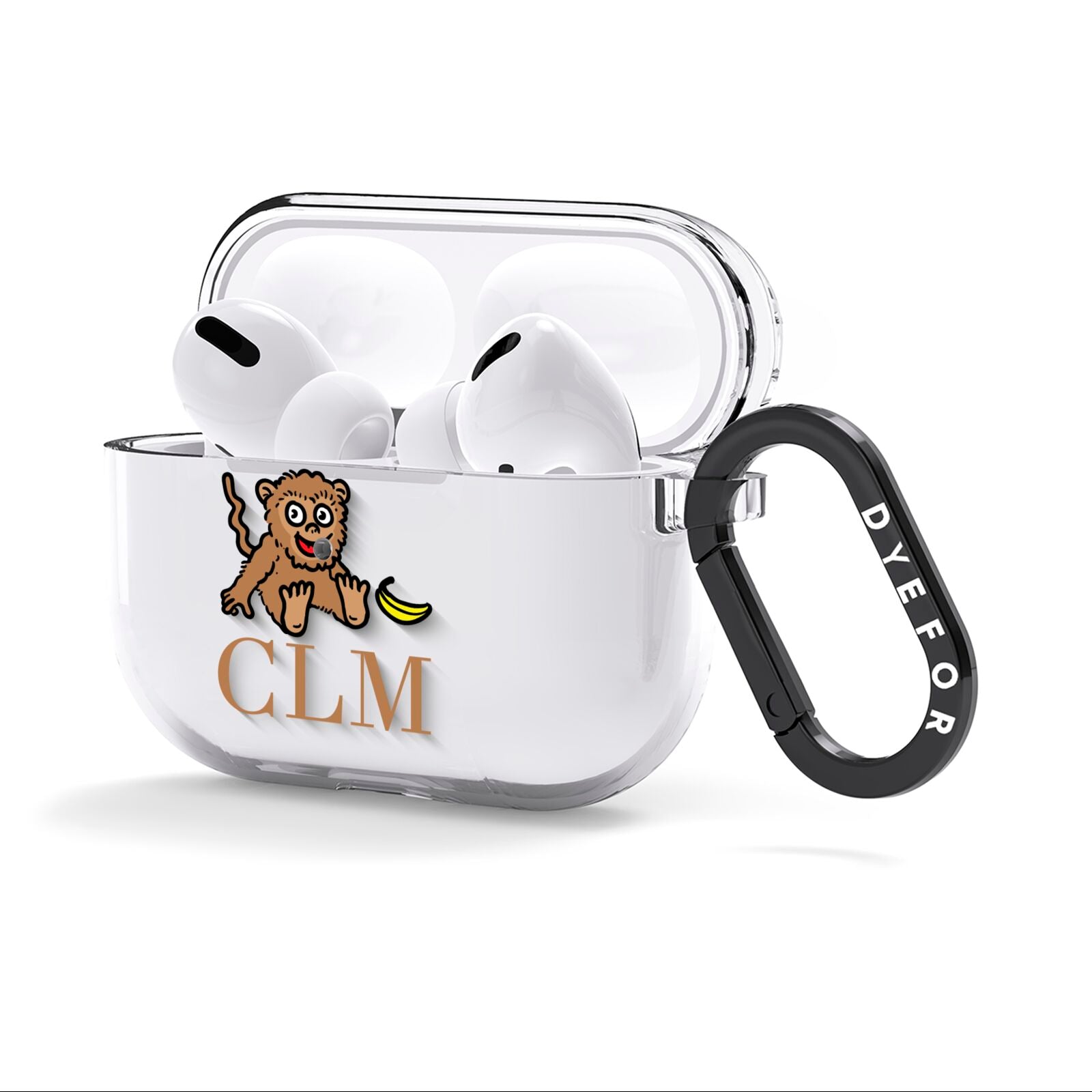 Personalised Monkey Initials AirPods Clear Case 3rd Gen Side Image