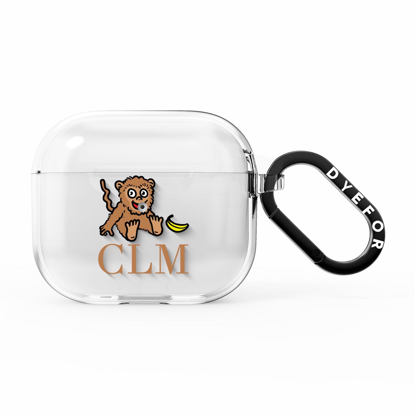Personalised Monkey Initials AirPods Clear Case 3rd Gen