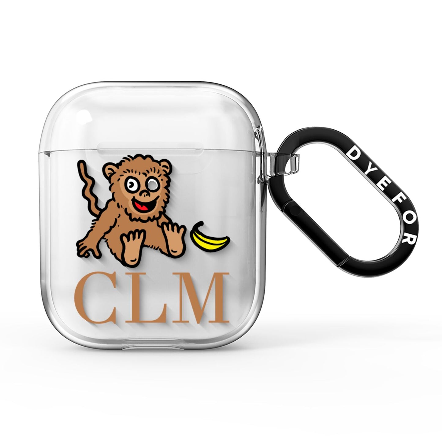 Personalised Monkey Initials AirPods Clear Case