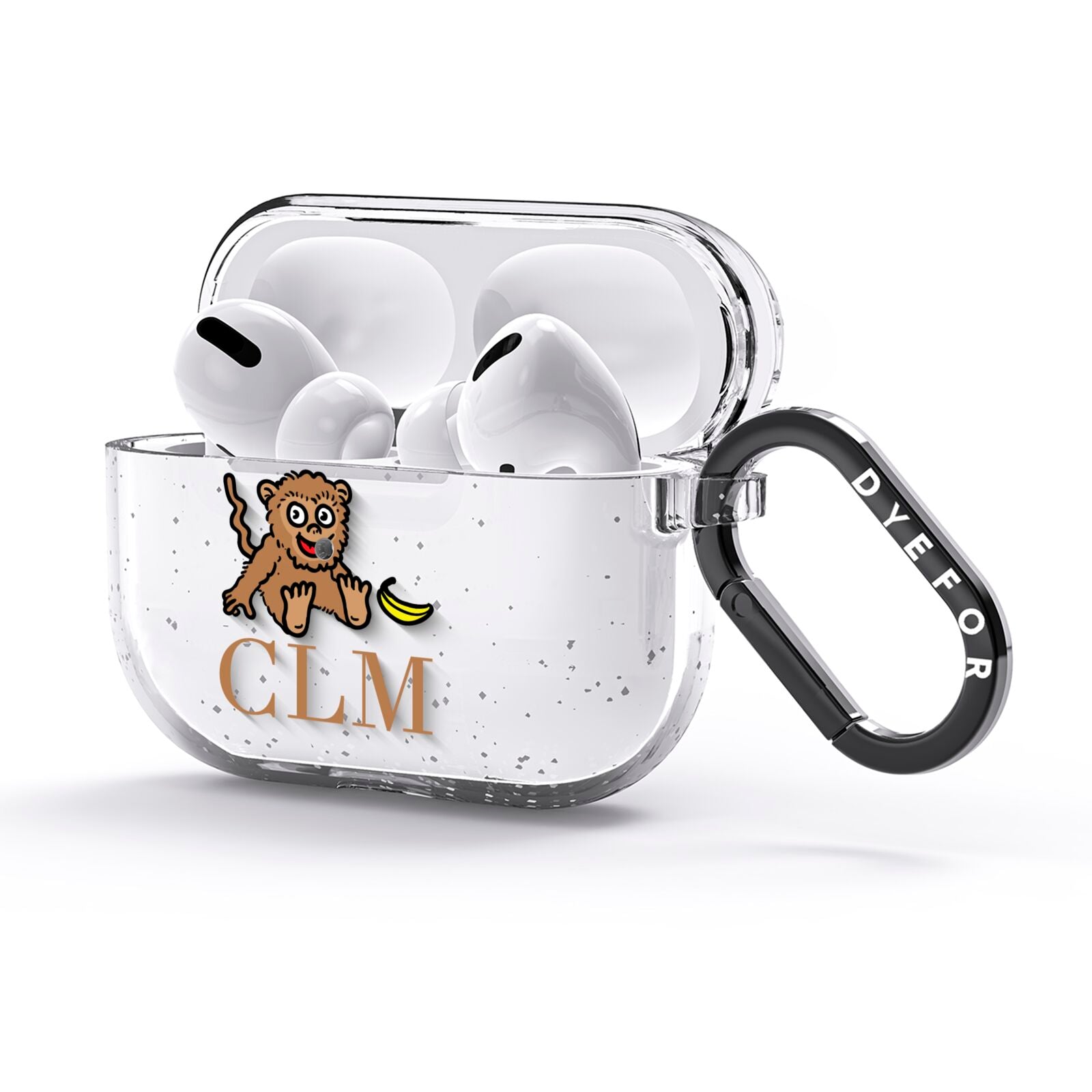 Personalised Monkey Initials AirPods Glitter Case 3rd Gen Side Image