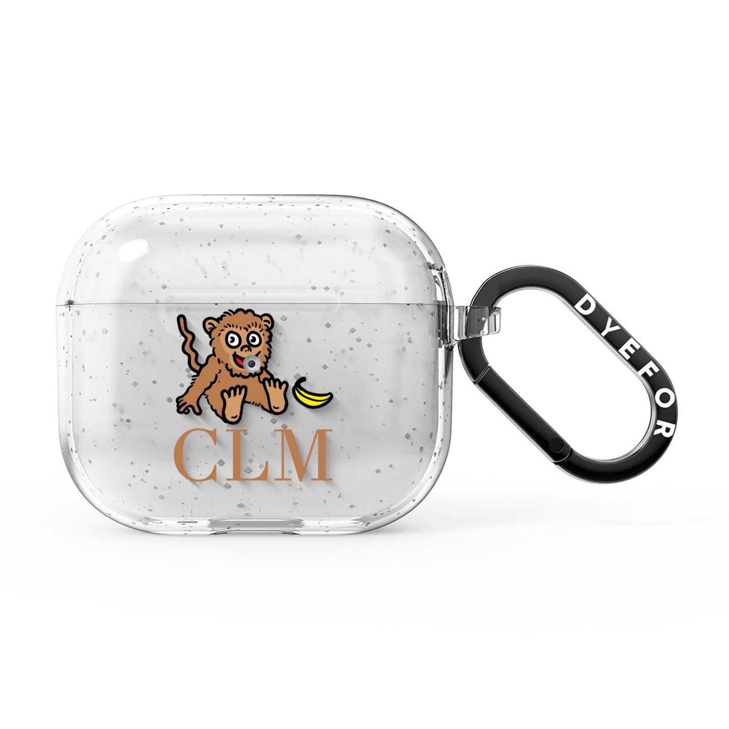 Personalised Monkey Initials AirPods Glitter Case 3rd Gen