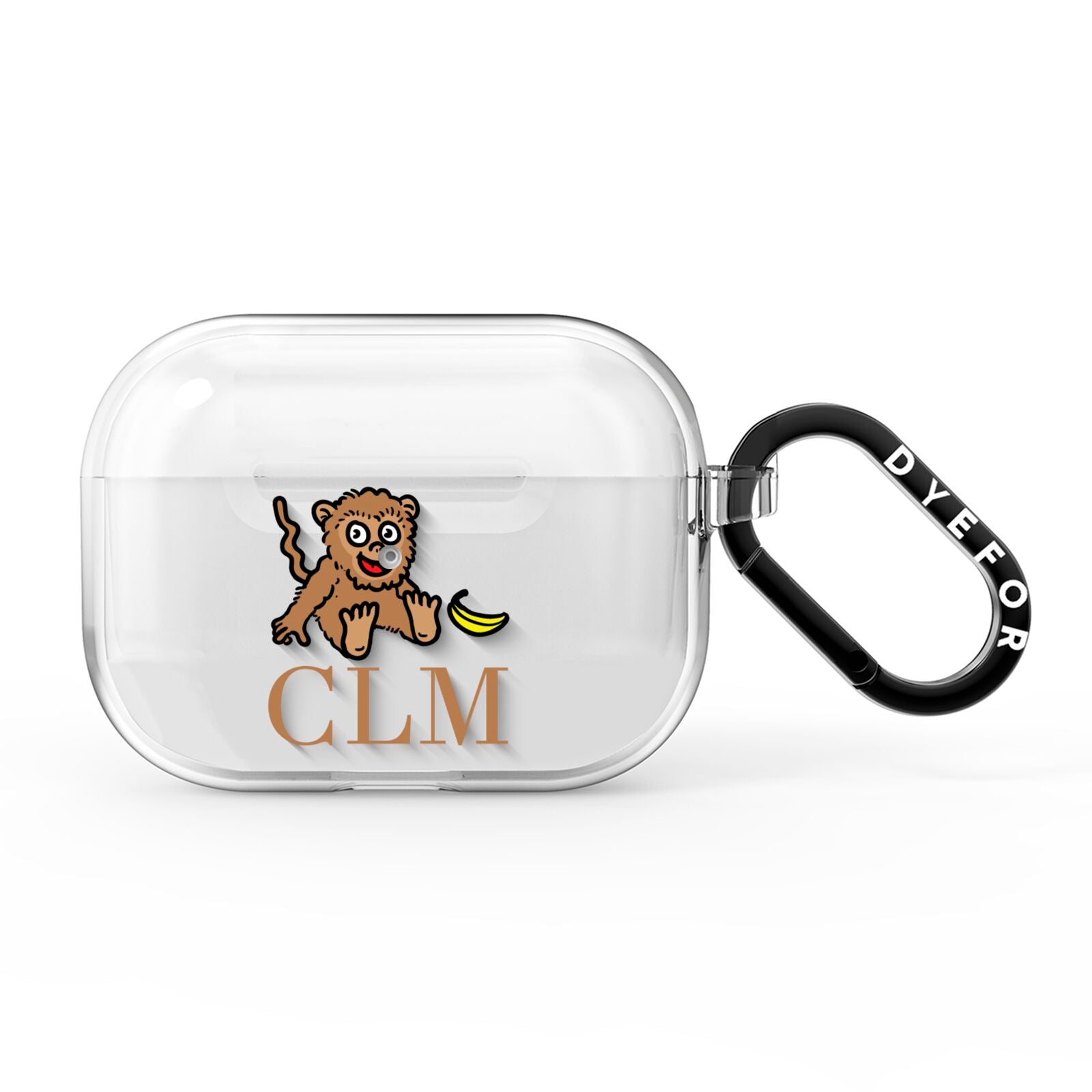 Personalised Monkey Initials AirPods Pro Clear Case