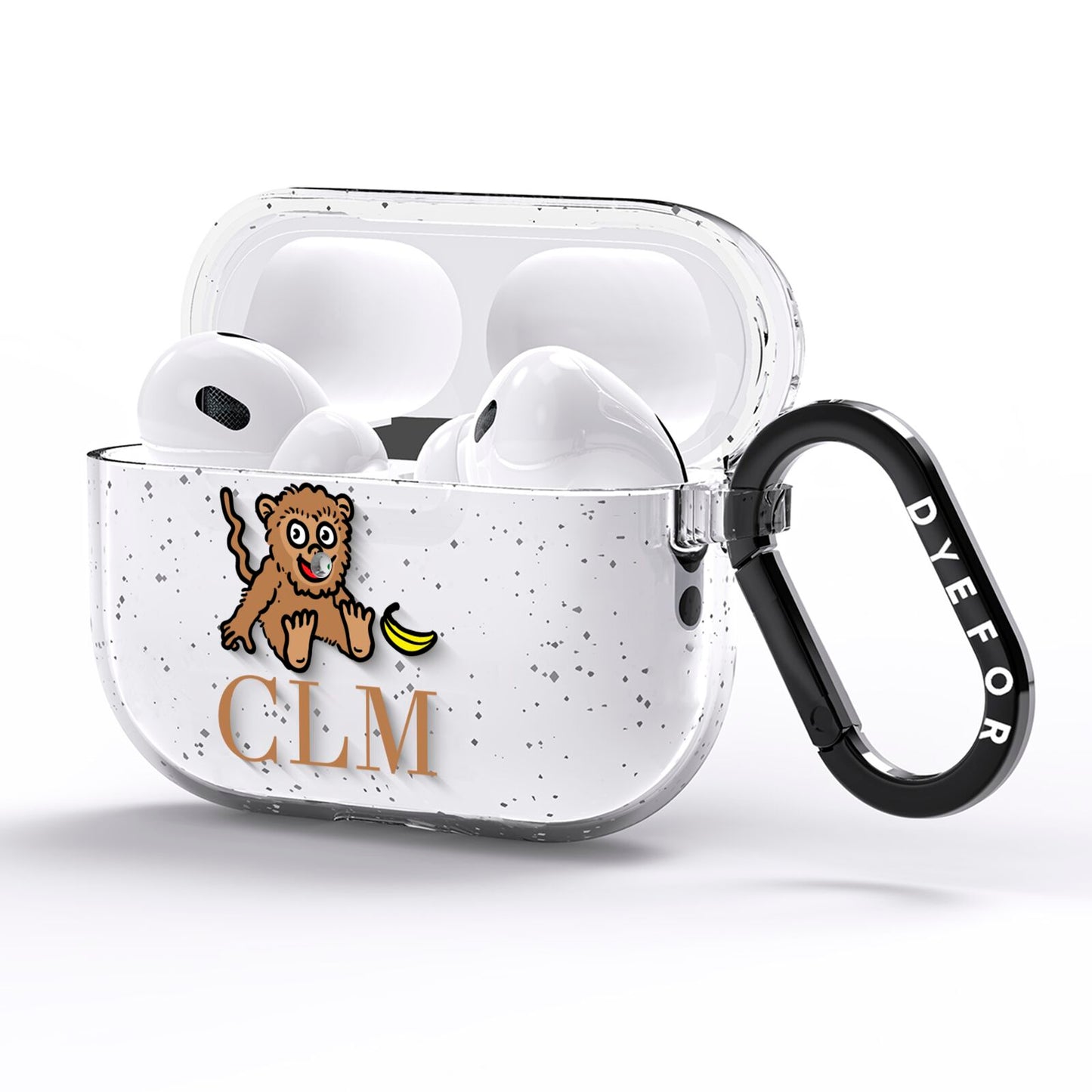 Personalised Monkey Initials AirPods Pro Glitter Case Side Image