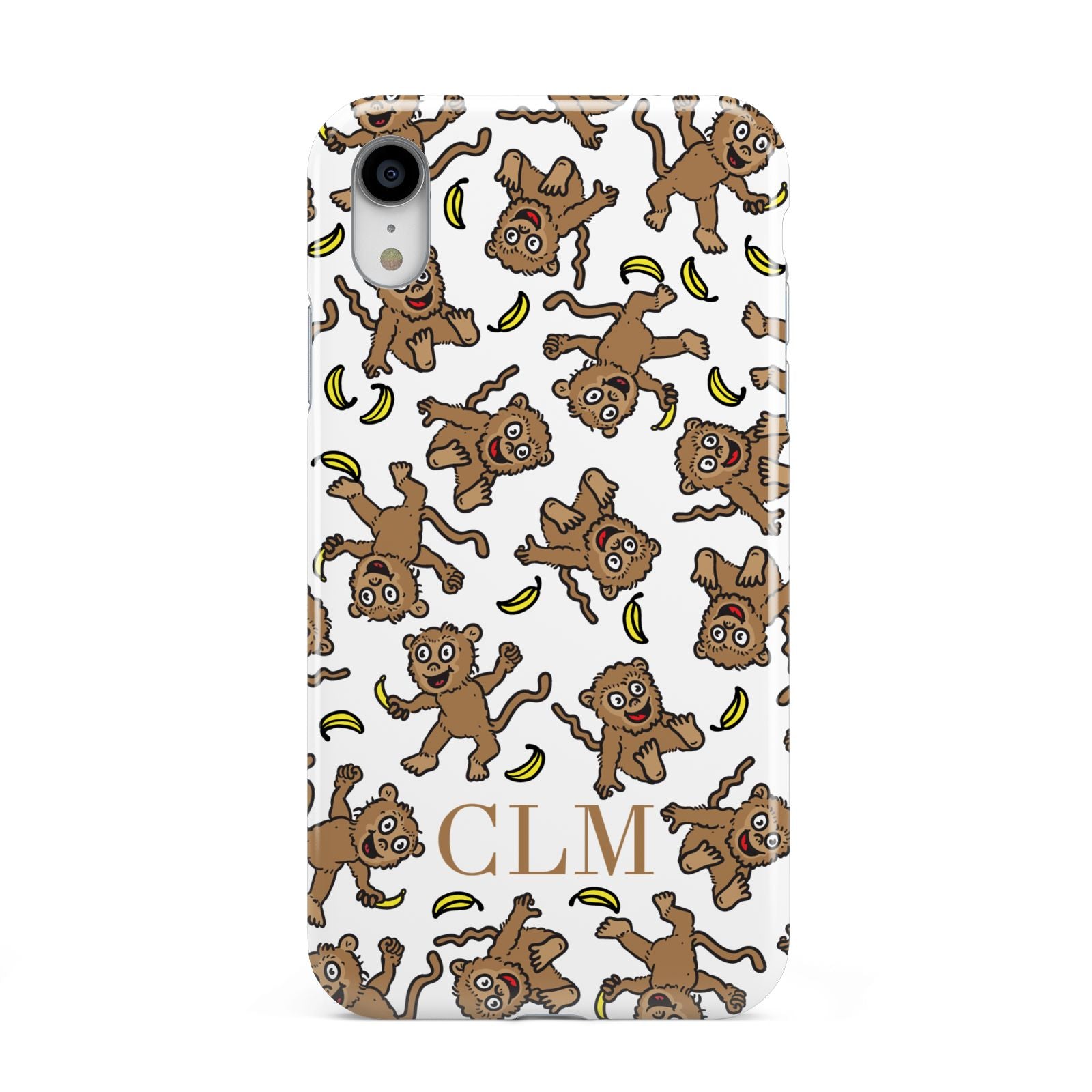 Personalised Monkey Initials Apple iPhone XR White 3D Tough Case