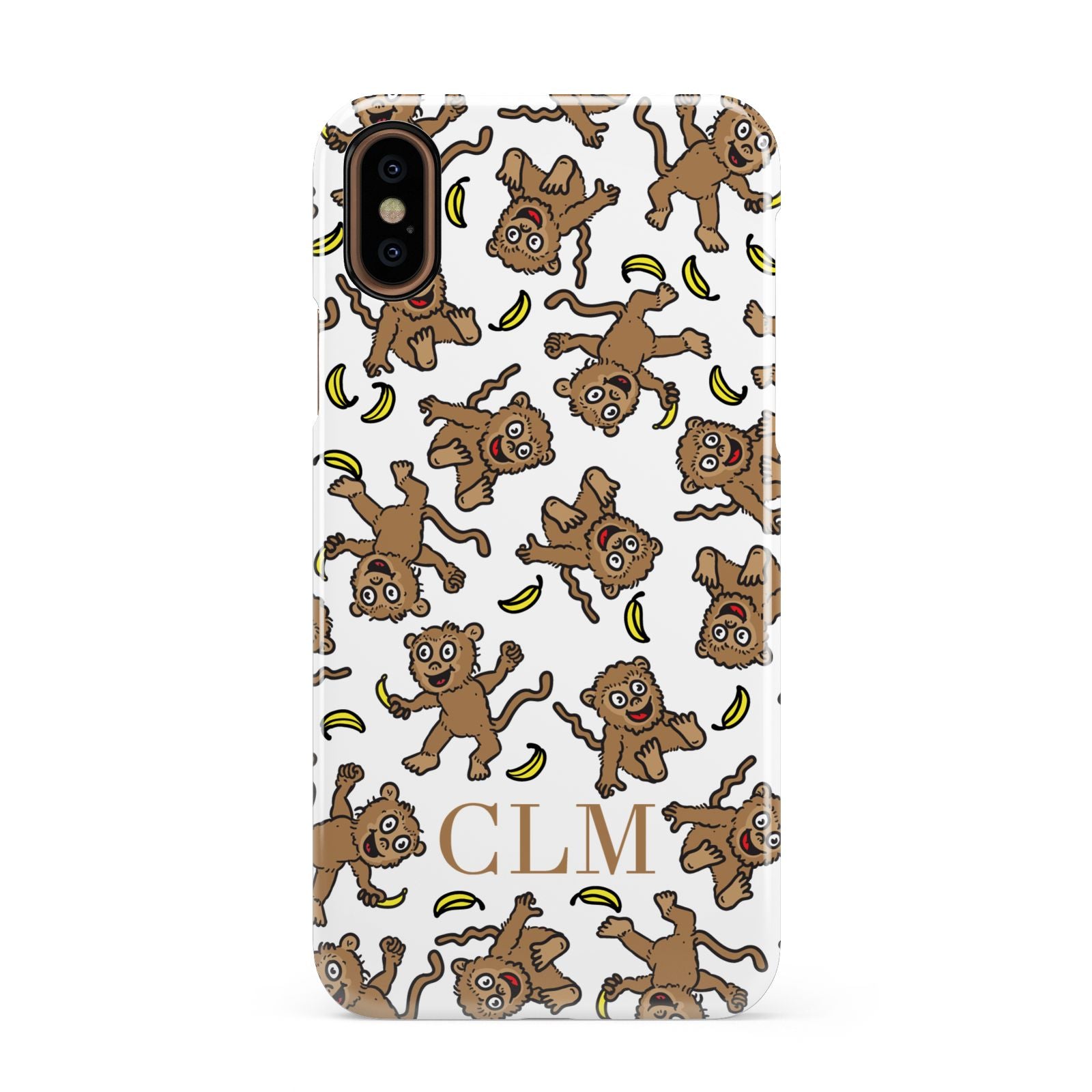 Personalised Monkey Initials Apple iPhone XS 3D Snap Case