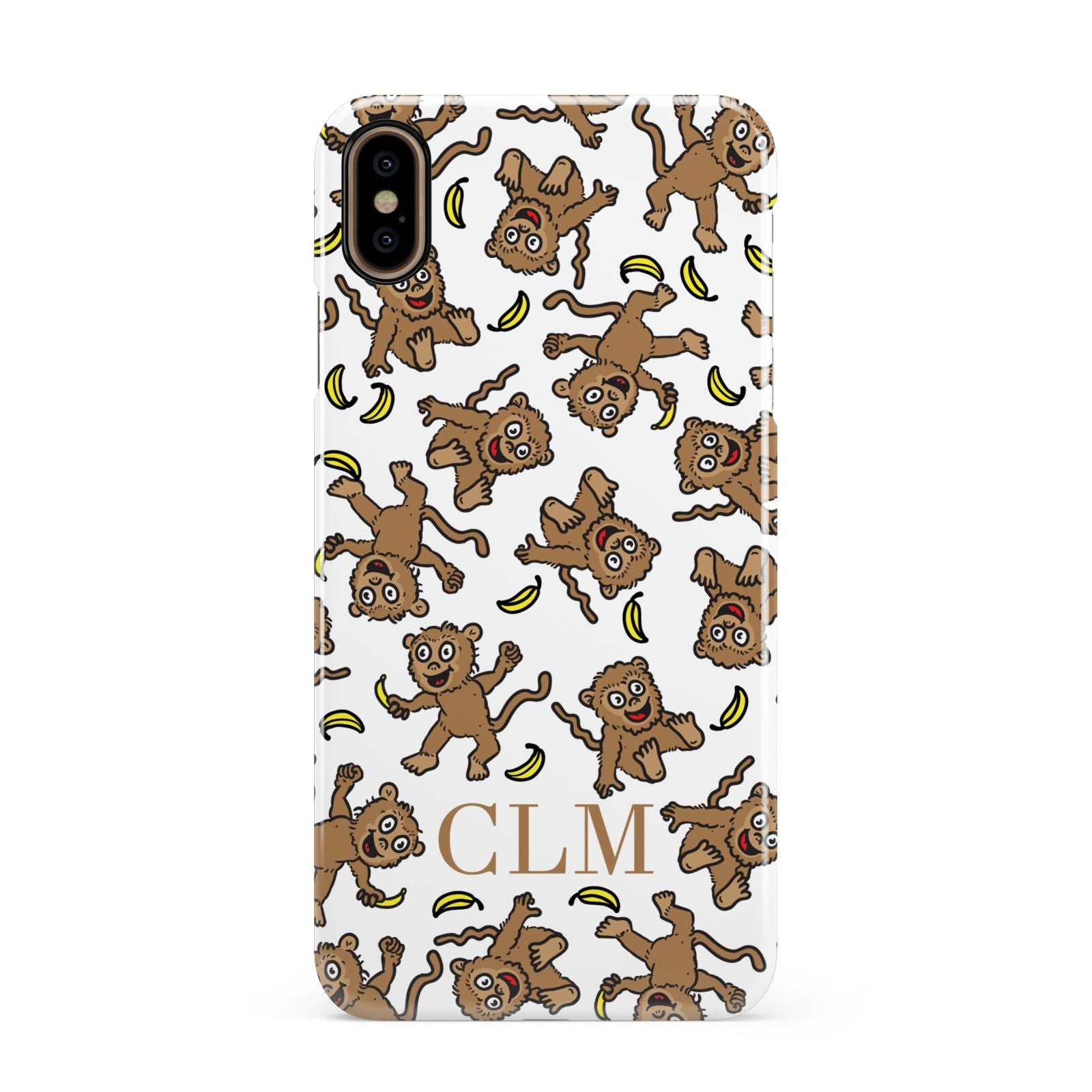 Personalised Monkey Initials Apple iPhone Xs Max 3D Snap Case