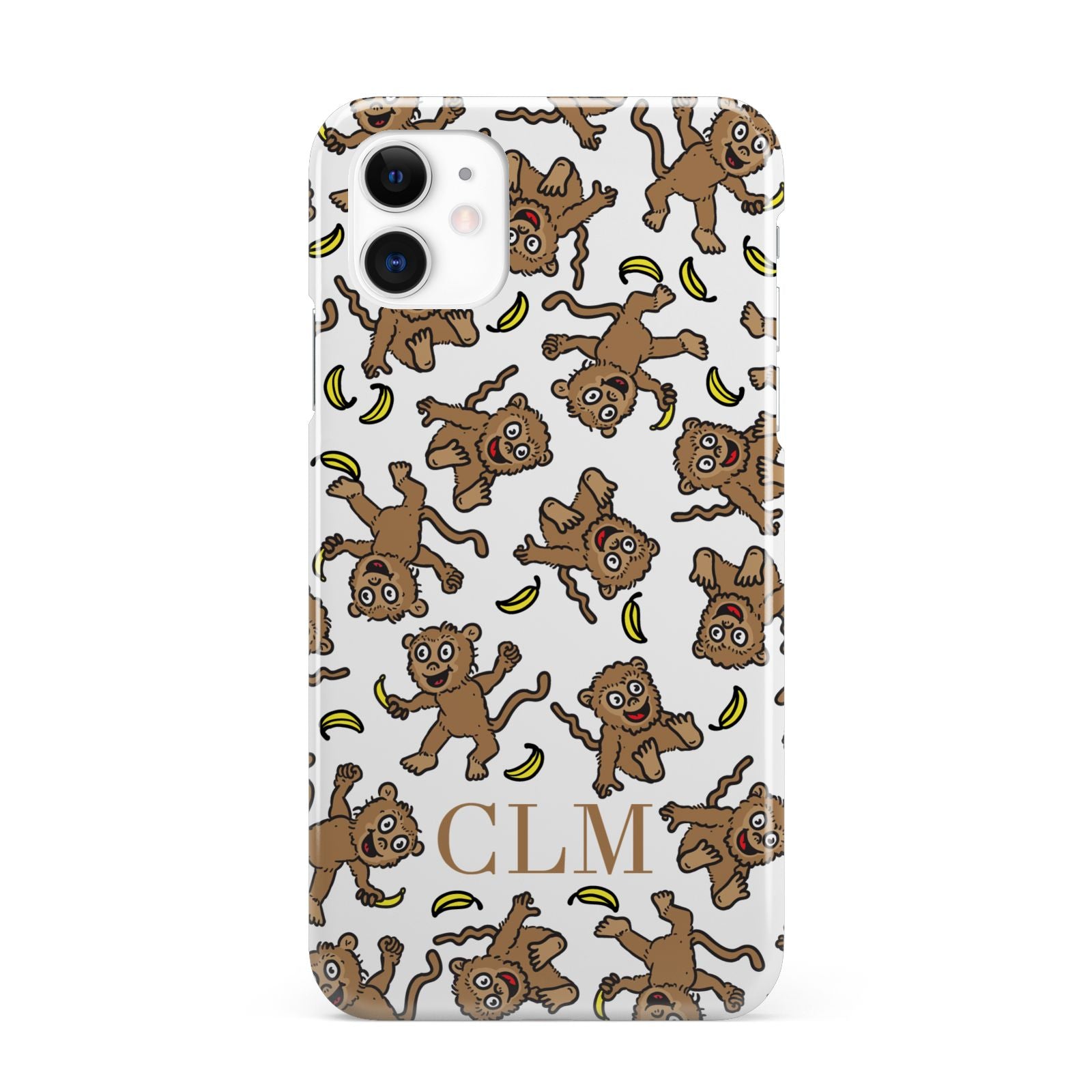 Personalised Monkey Initials iPhone 11 3D Snap Case