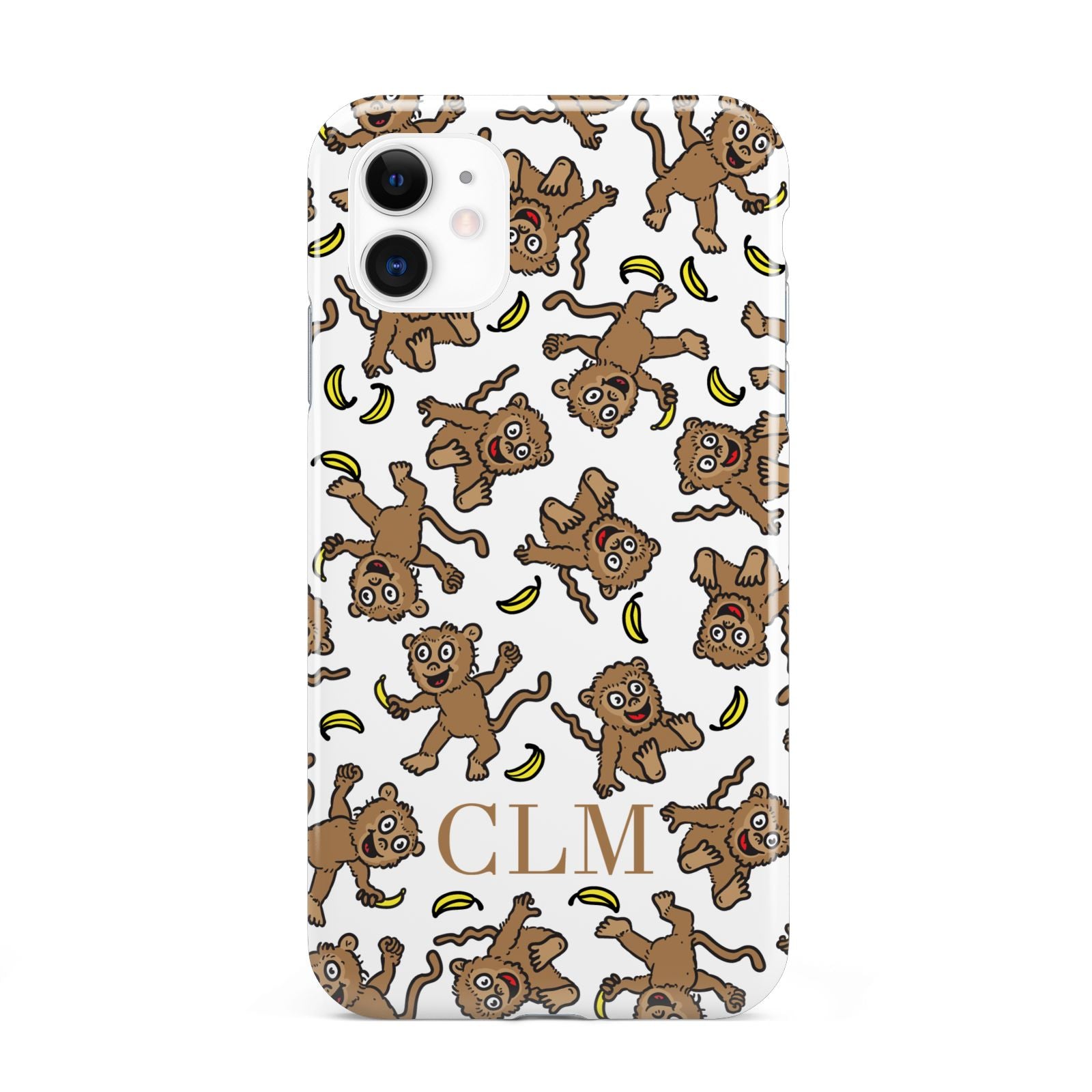 Personalised Monkey Initials iPhone 11 3D Tough Case