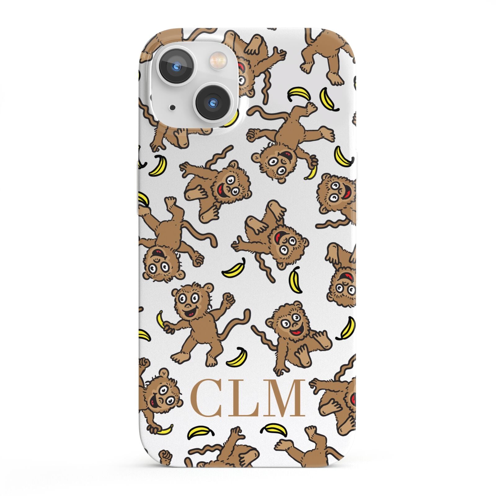 Personalised Monkey Initials iPhone 13 Full Wrap 3D Snap Case