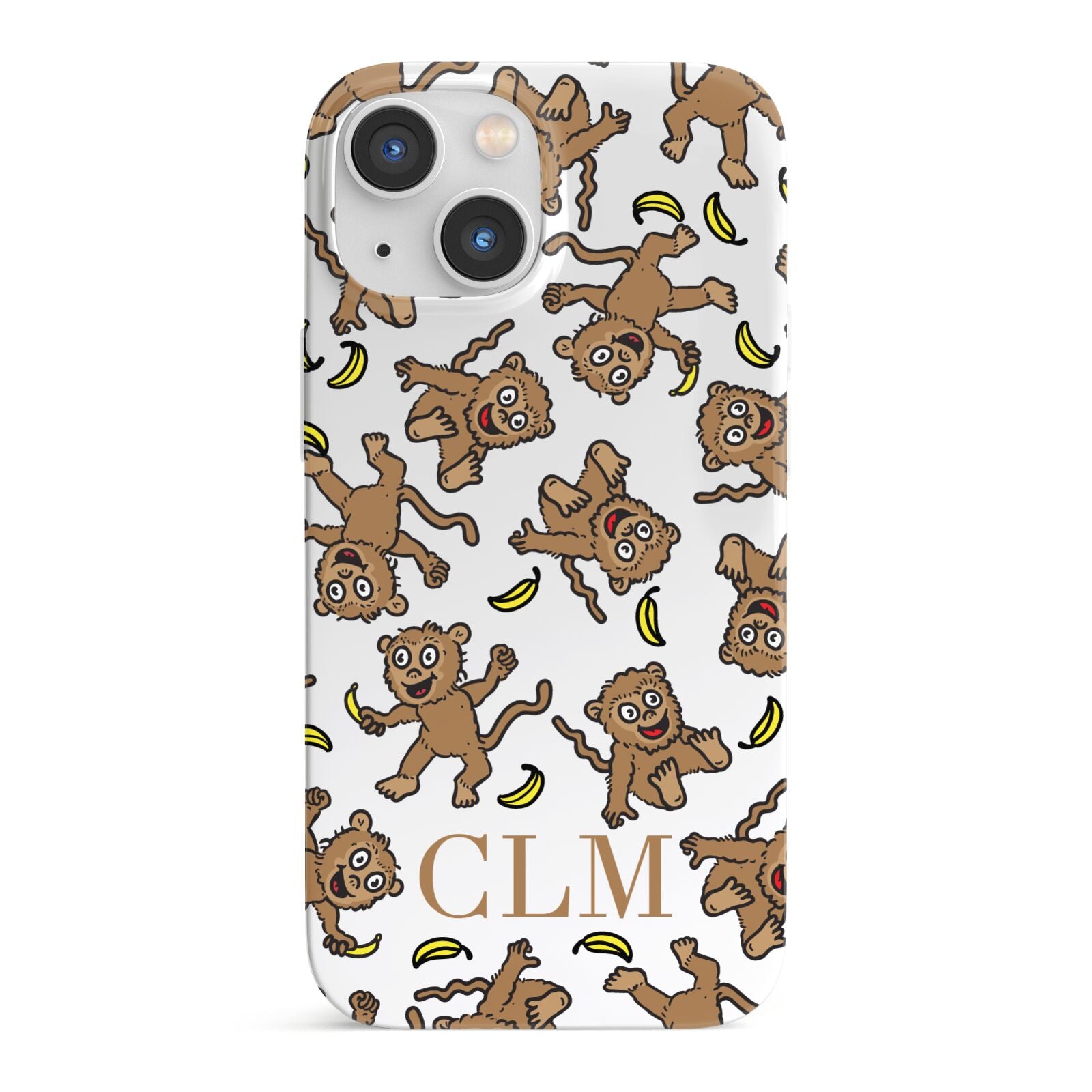 Personalised Monkey Initials iPhone 13 Mini Full Wrap 3D Snap Case