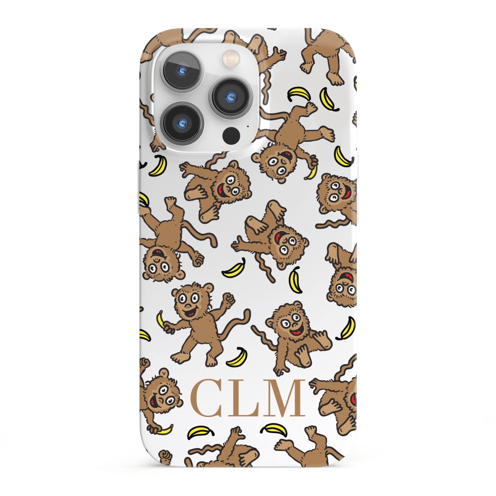 Personalised Monkey Initials iPhone 13 Pro Full Wrap 3D Snap Case