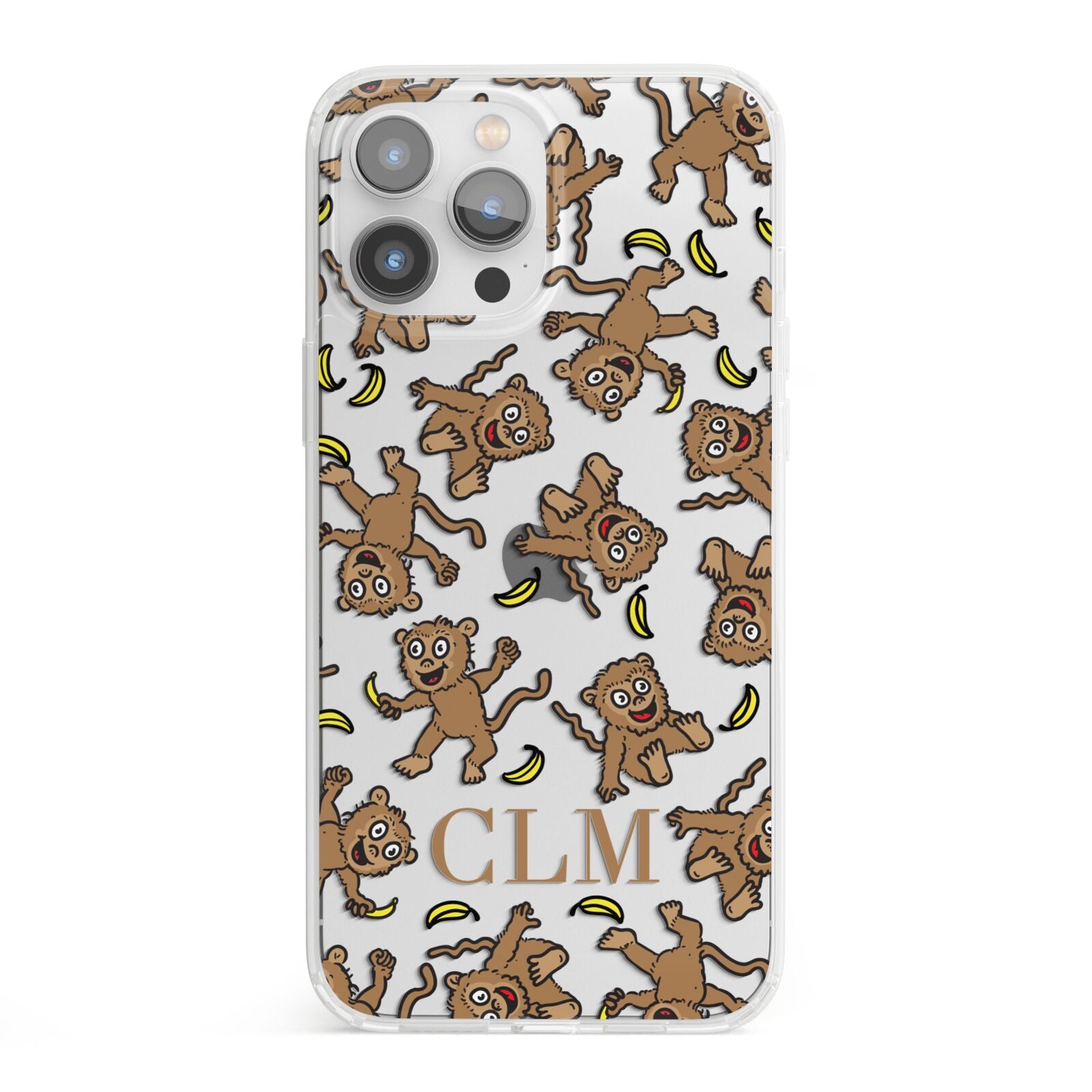 Personalised Monkey Initials iPhone 13 Pro Max Clear Bumper Case