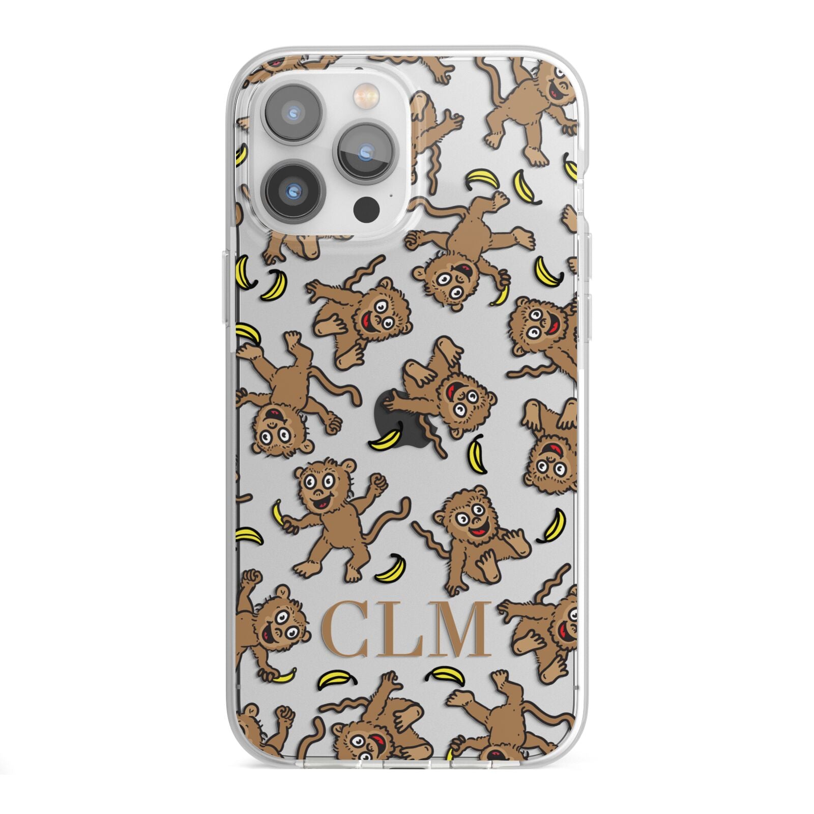 Personalised Monkey Initials iPhone 13 Pro Max TPU Impact Case with White Edges