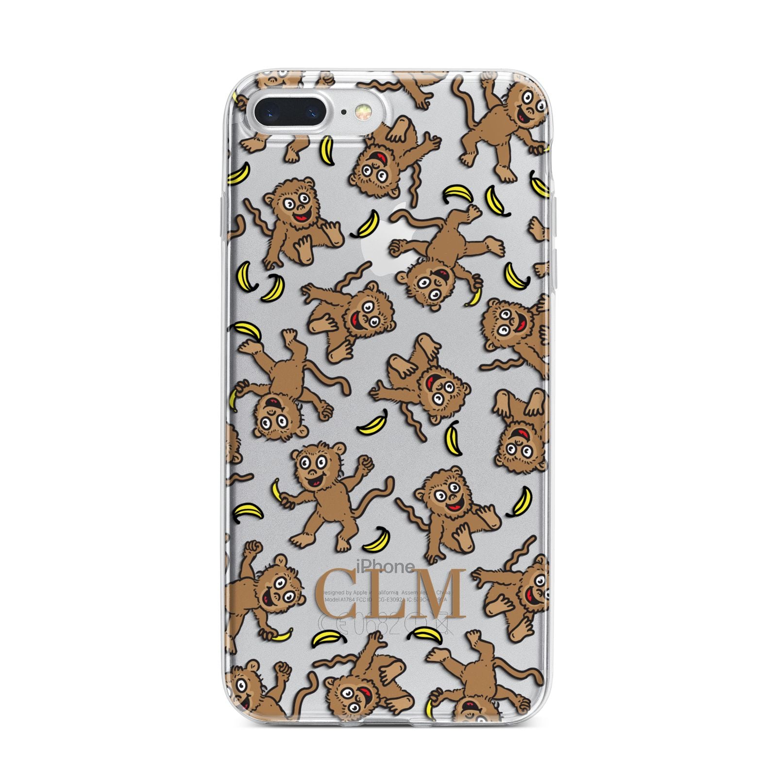 Personalised Monkey Initials iPhone 7 Plus Bumper Case on Silver iPhone