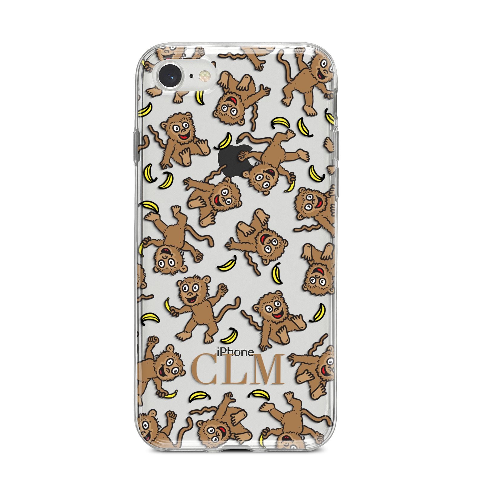 Personalised Monkey Initials iPhone 8 Bumper Case on Silver iPhone