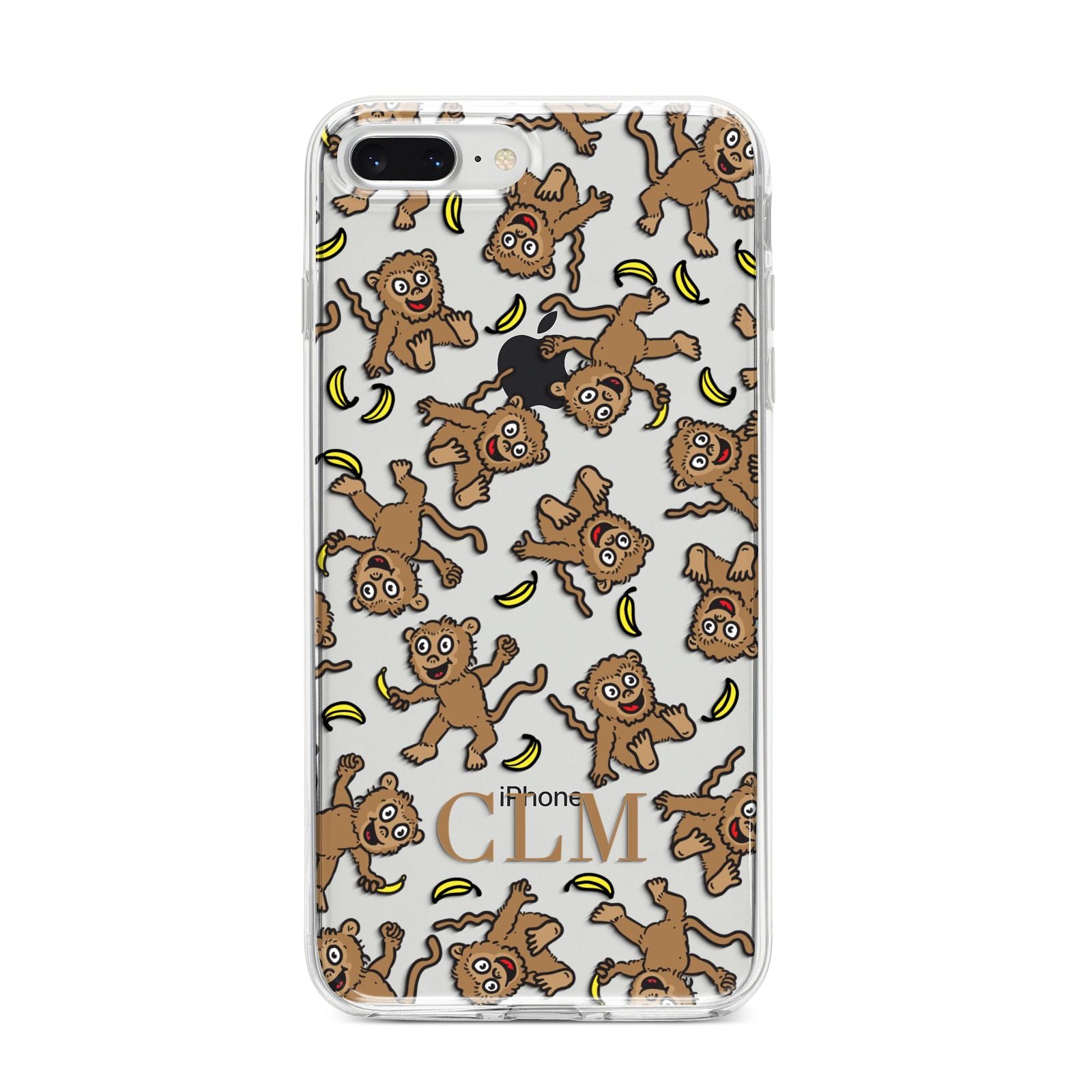Personalised Monkey Initials iPhone 8 Plus Bumper Case on Silver iPhone