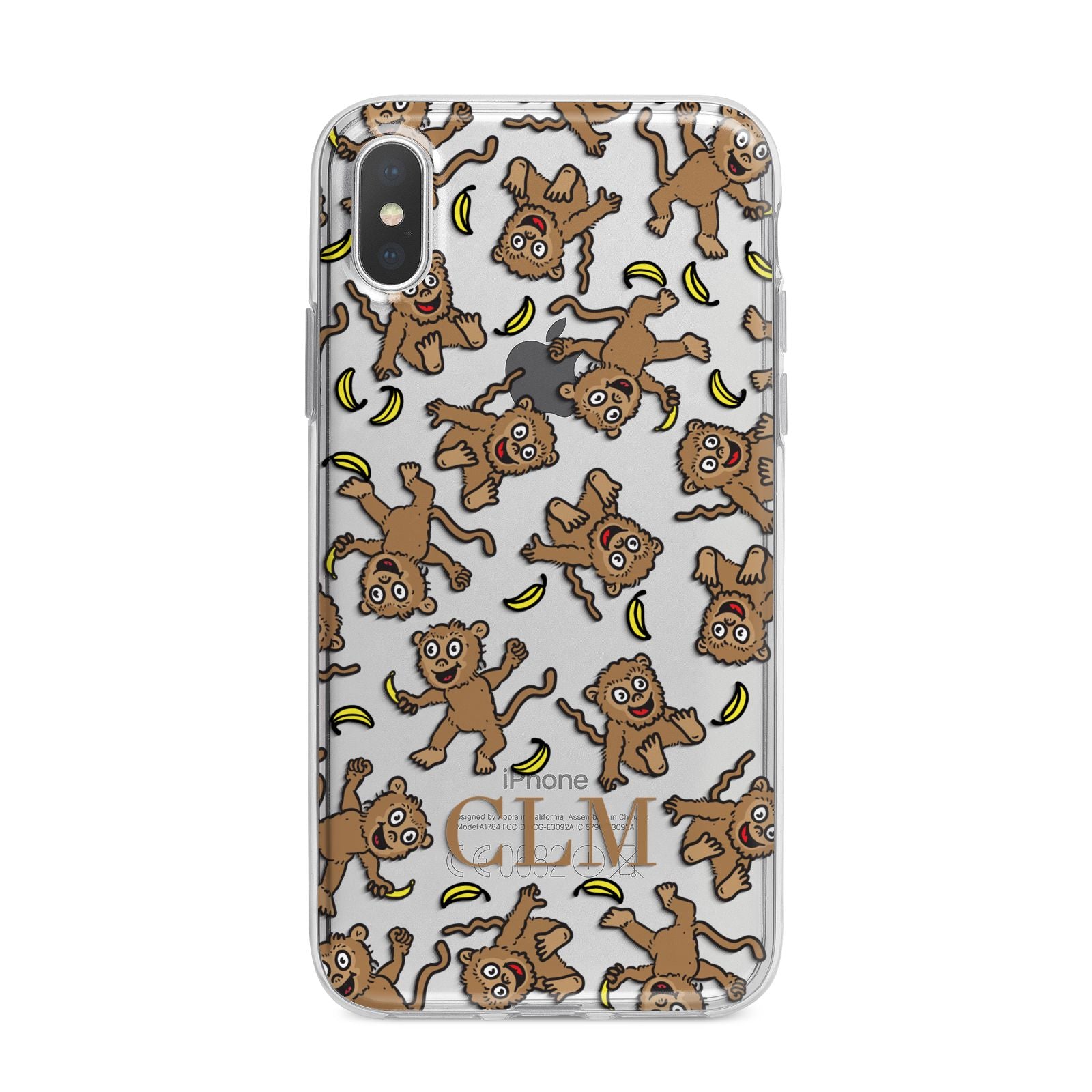 Personalised Monkey Initials iPhone X Bumper Case on Silver iPhone Alternative Image 1