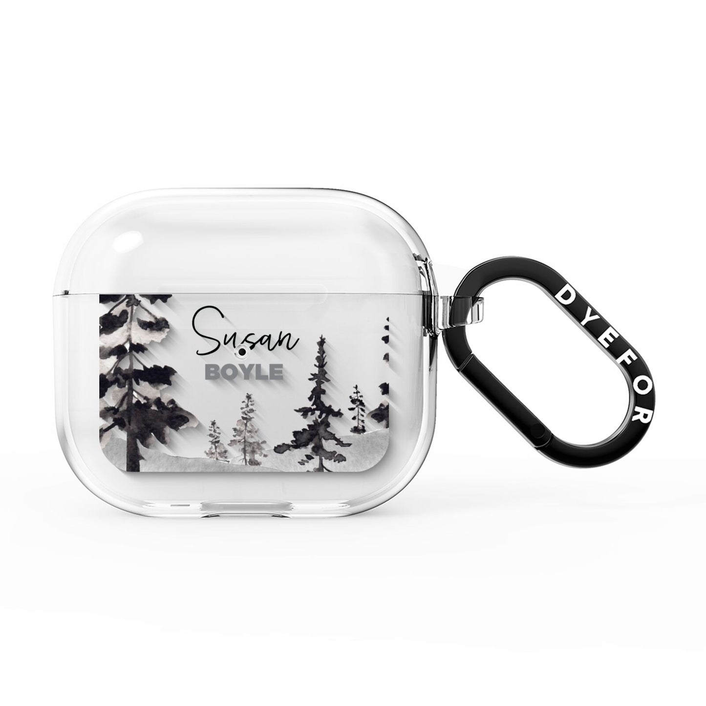 Personalised Monochrome Forest AirPods Clear Case 3rd Gen