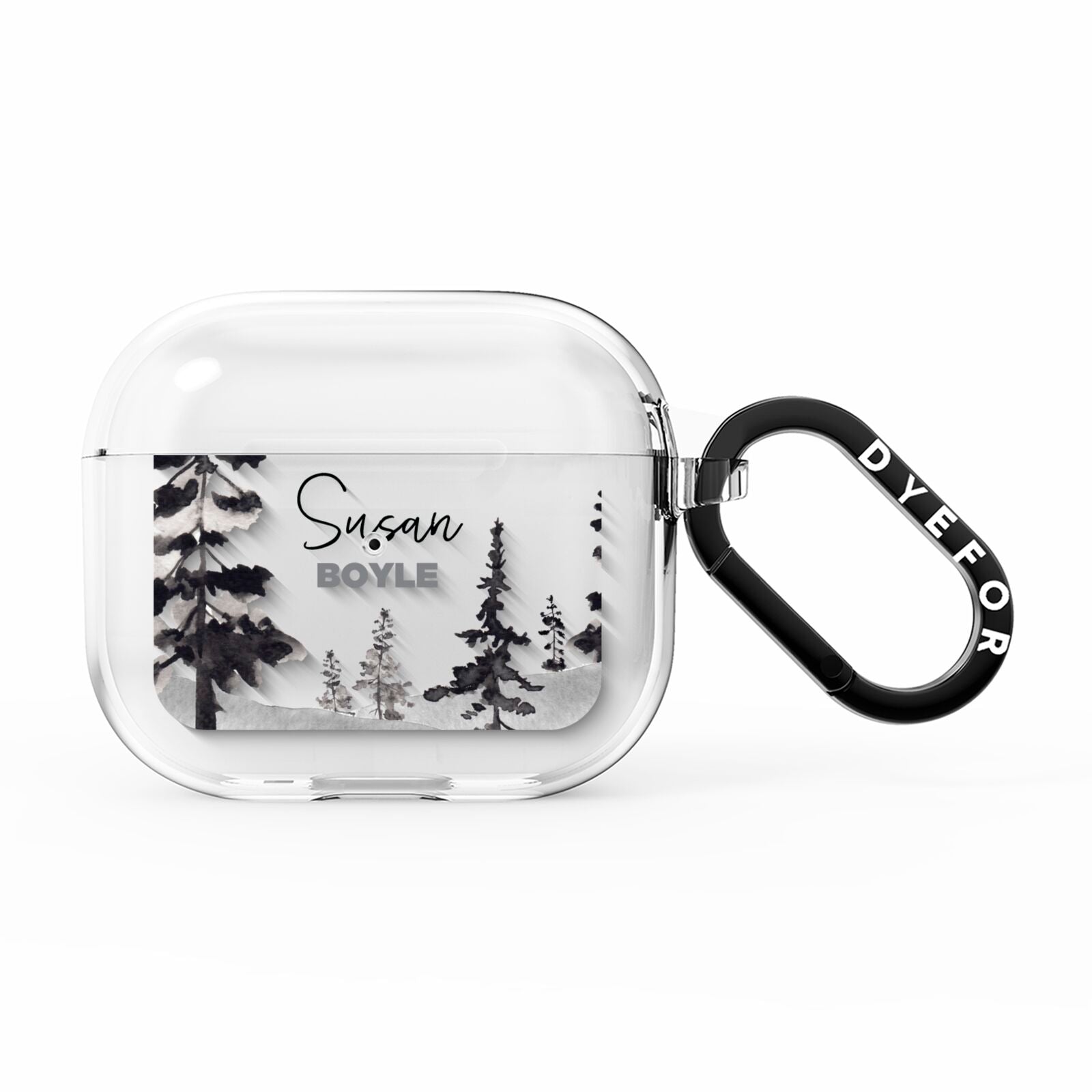 Personalised Monochrome Forest AirPods Clear Case 3rd Gen