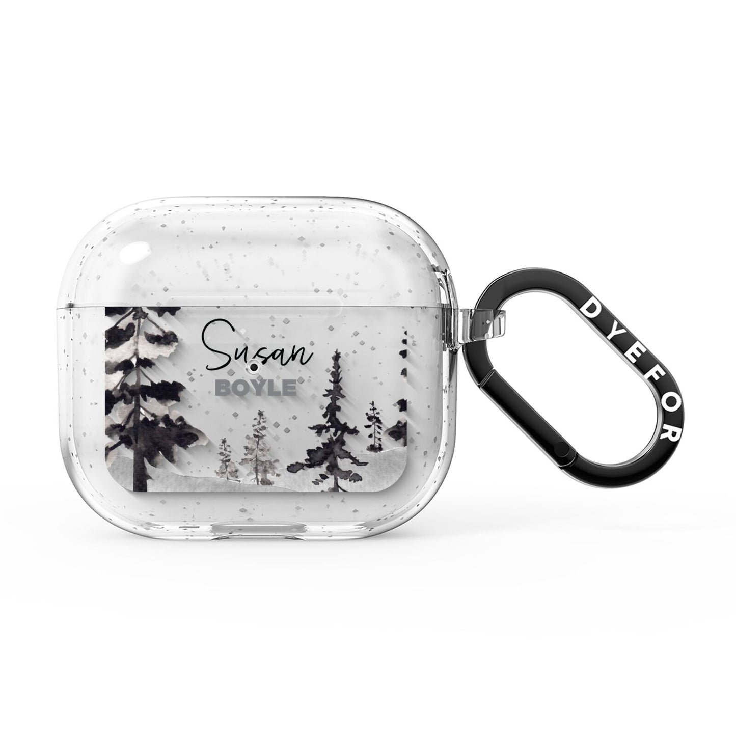 Personalised Monochrome Forest AirPods Glitter Case 3rd Gen
