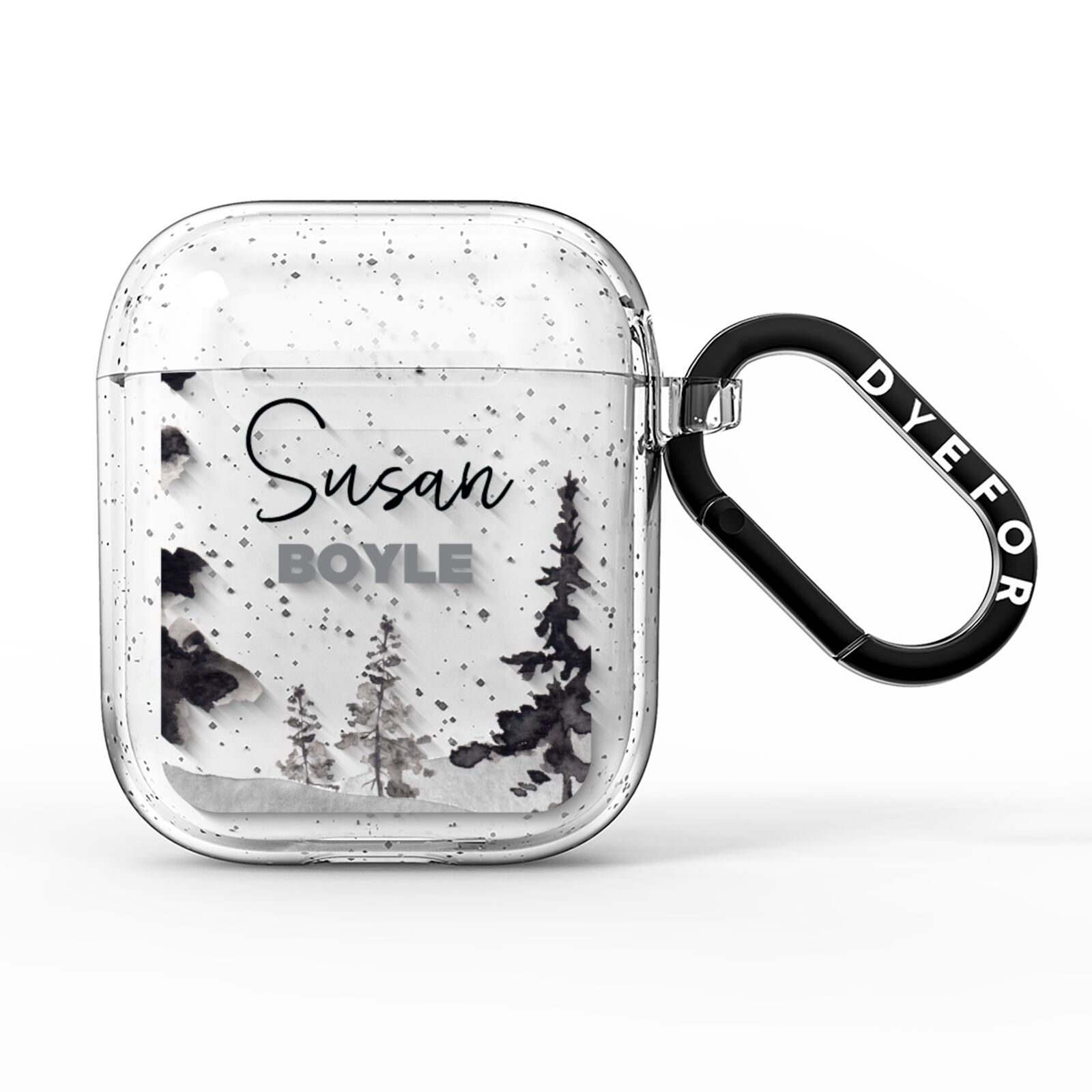 Personalised Monochrome Forest AirPods Glitter Case