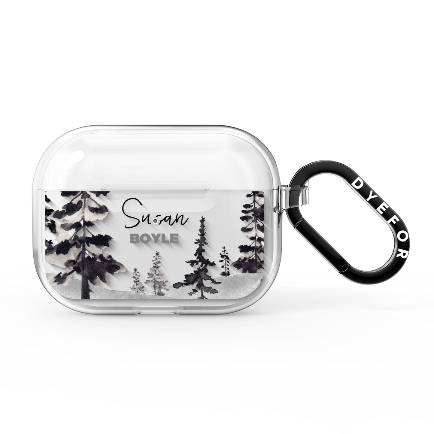 Personalised Monochrome Forest AirPods Pro Clear Case
