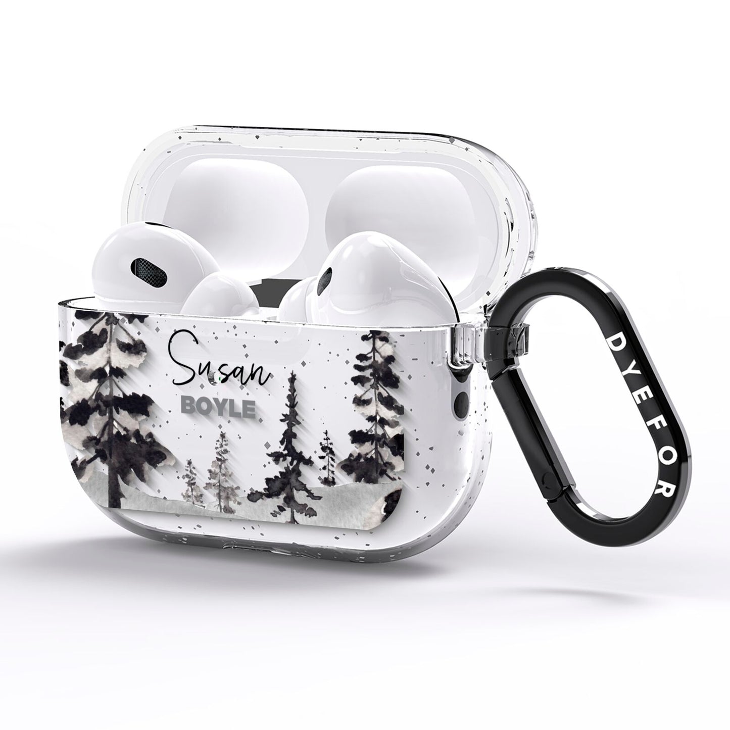 Personalised Monochrome Forest AirPods Pro Glitter Case Side Image