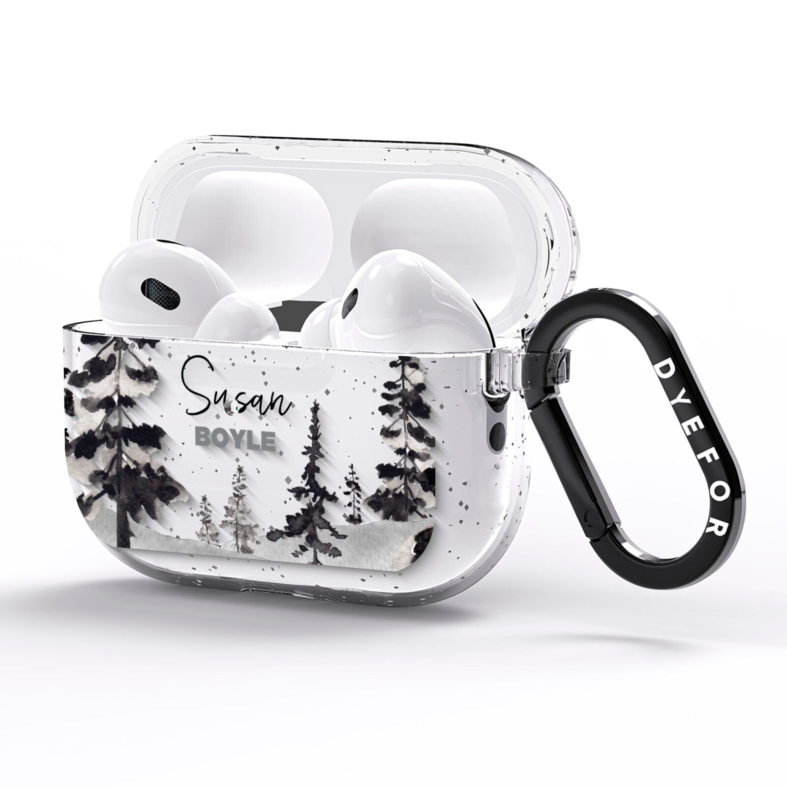 Personalised Monochrome Forest AirPods Pro Glitter Case Side Image