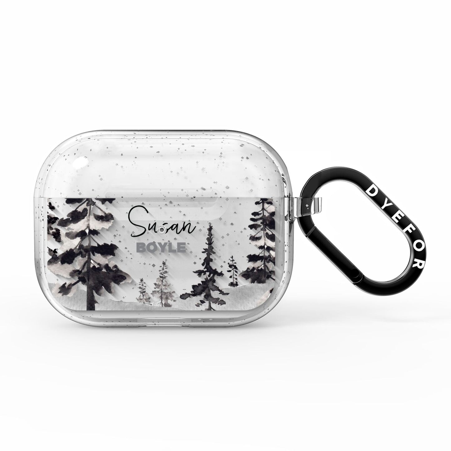 Personalised Monochrome Forest AirPods Pro Glitter Case