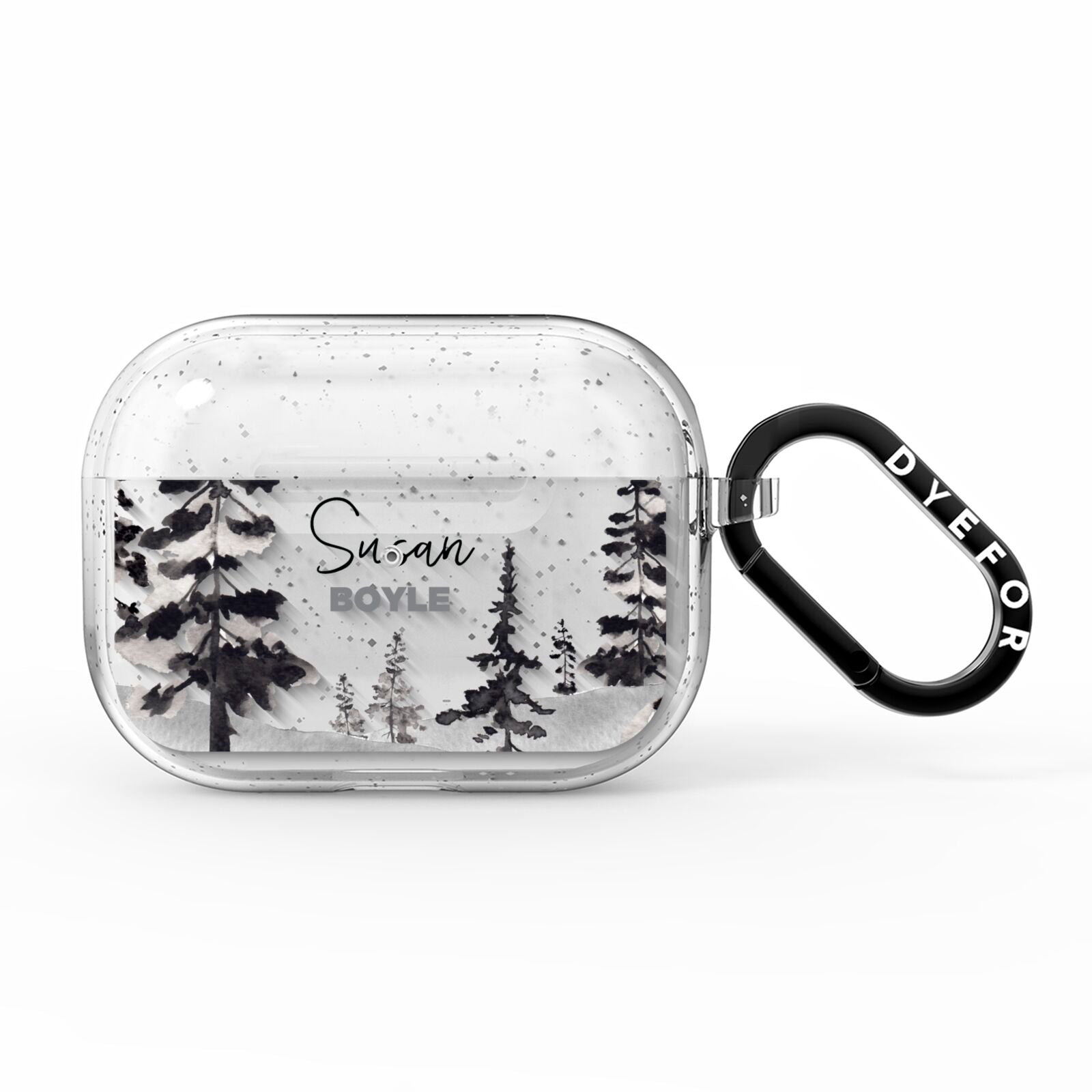 Personalised Monochrome Forest AirPods Pro Glitter Case