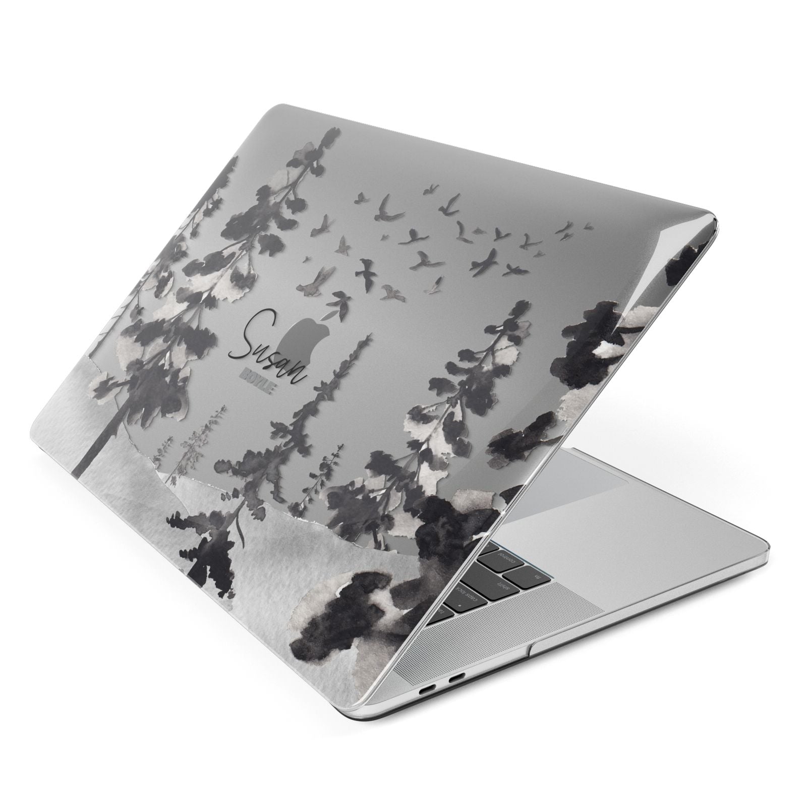 Personalised Monochrome Forest Apple MacBook Case Side View