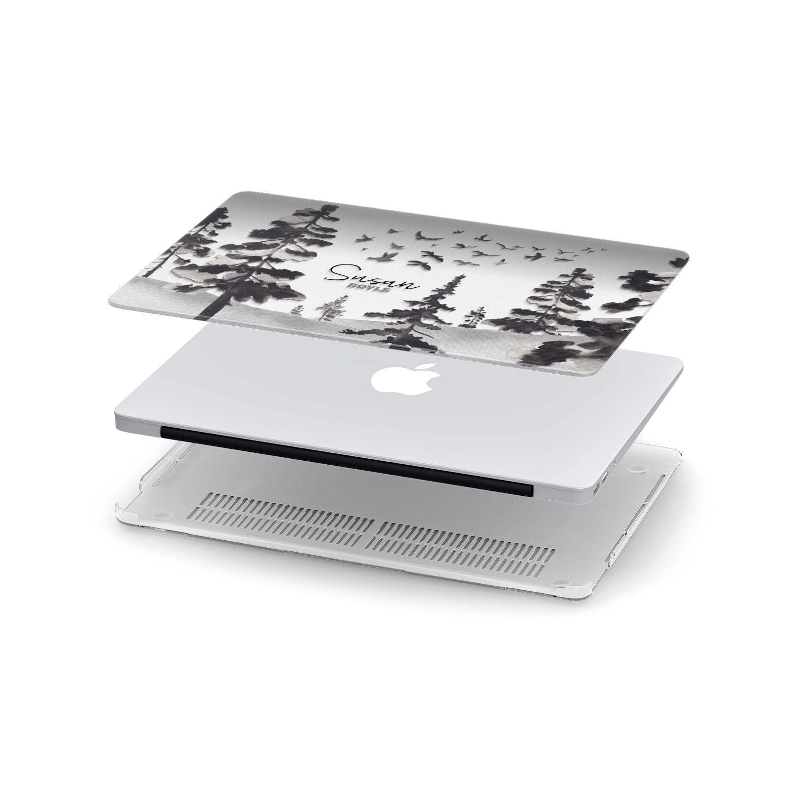 Personalised Monochrome Forest Apple MacBook Case in Detail