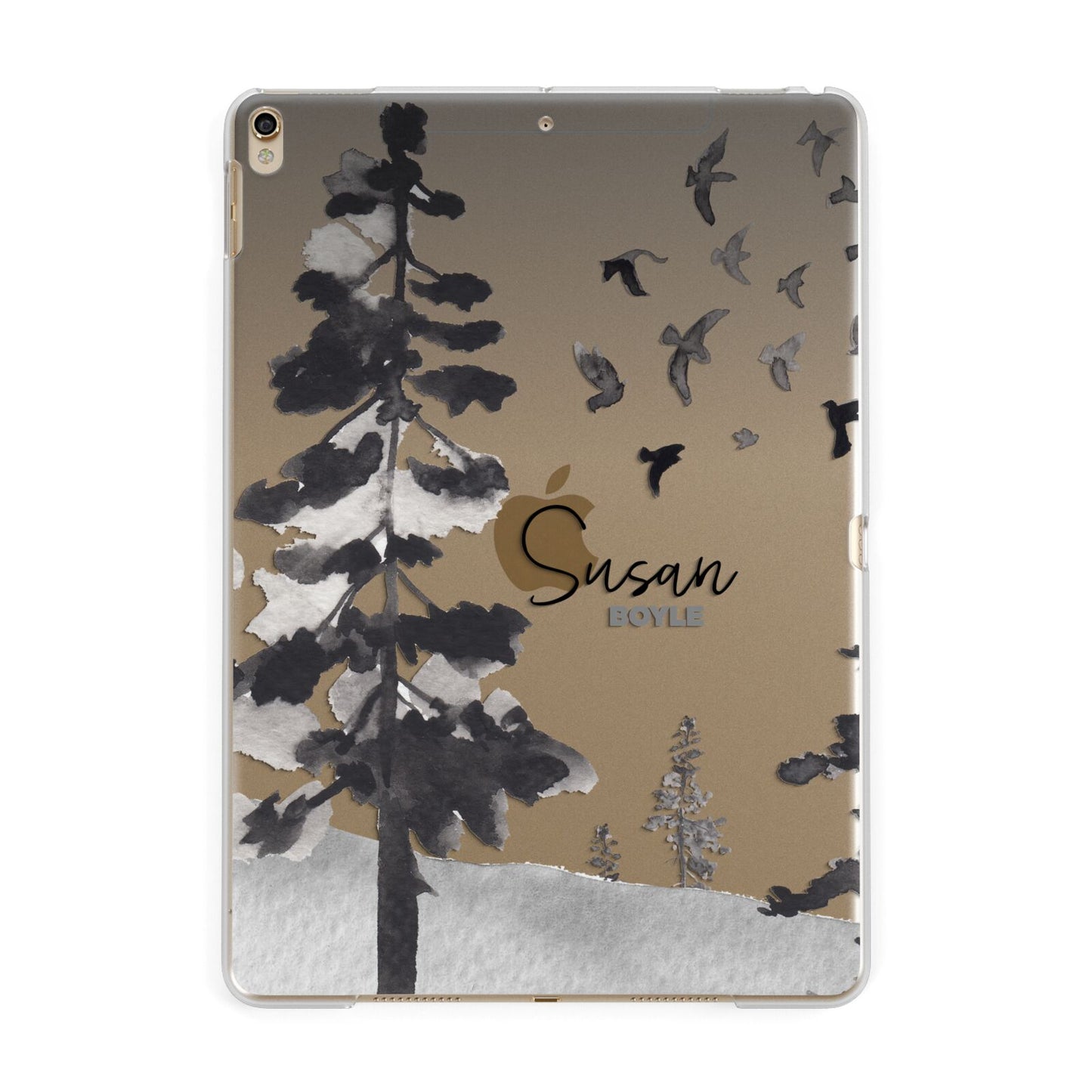Personalised Monochrome Forest Apple iPad Gold Case