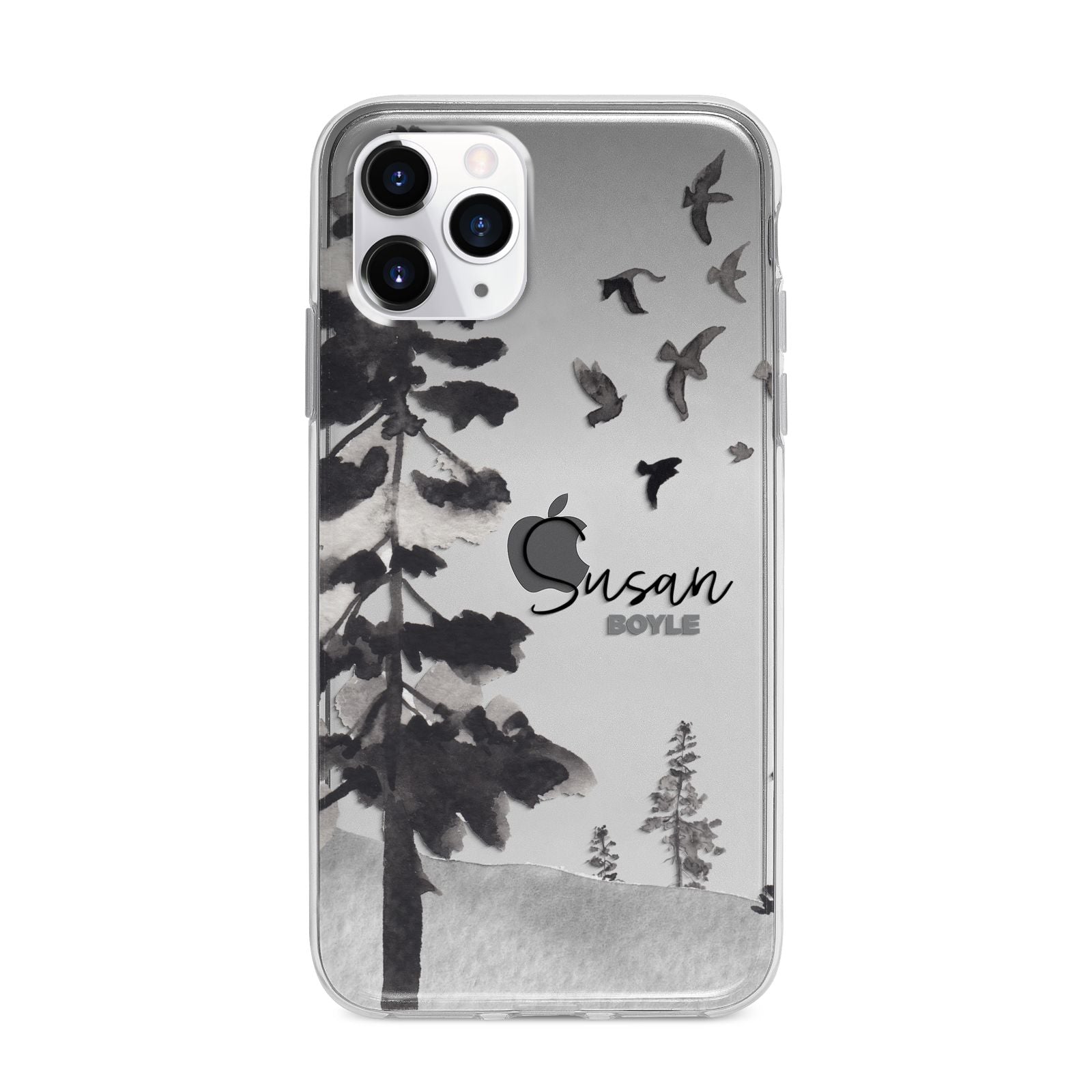 Personalised Monochrome Forest Apple iPhone 11 Pro Max in Silver with Bumper Case