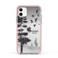 Personalised Monochrome Forest Apple iPhone 11 in White with Pink Impact Case