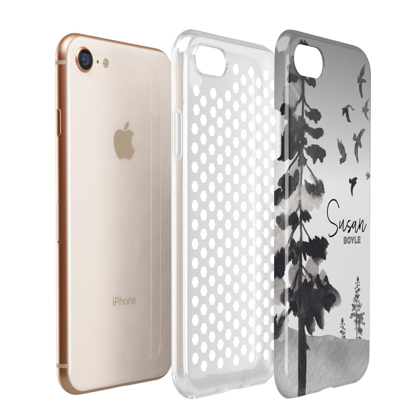 Personalised Monochrome Forest Apple iPhone 7 8 3D Tough Case Expanded View