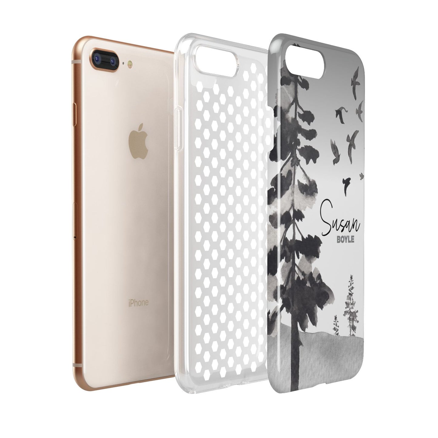 Personalised Monochrome Forest Apple iPhone 7 8 Plus 3D Tough Case Expanded View