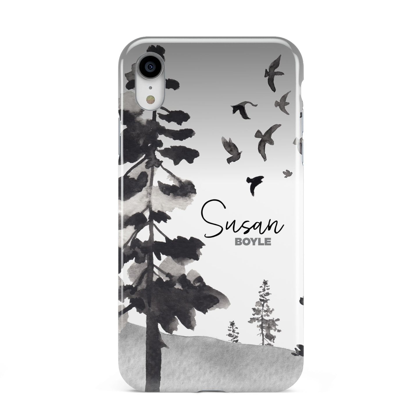 Personalised Monochrome Forest Apple iPhone XR White 3D Tough Case