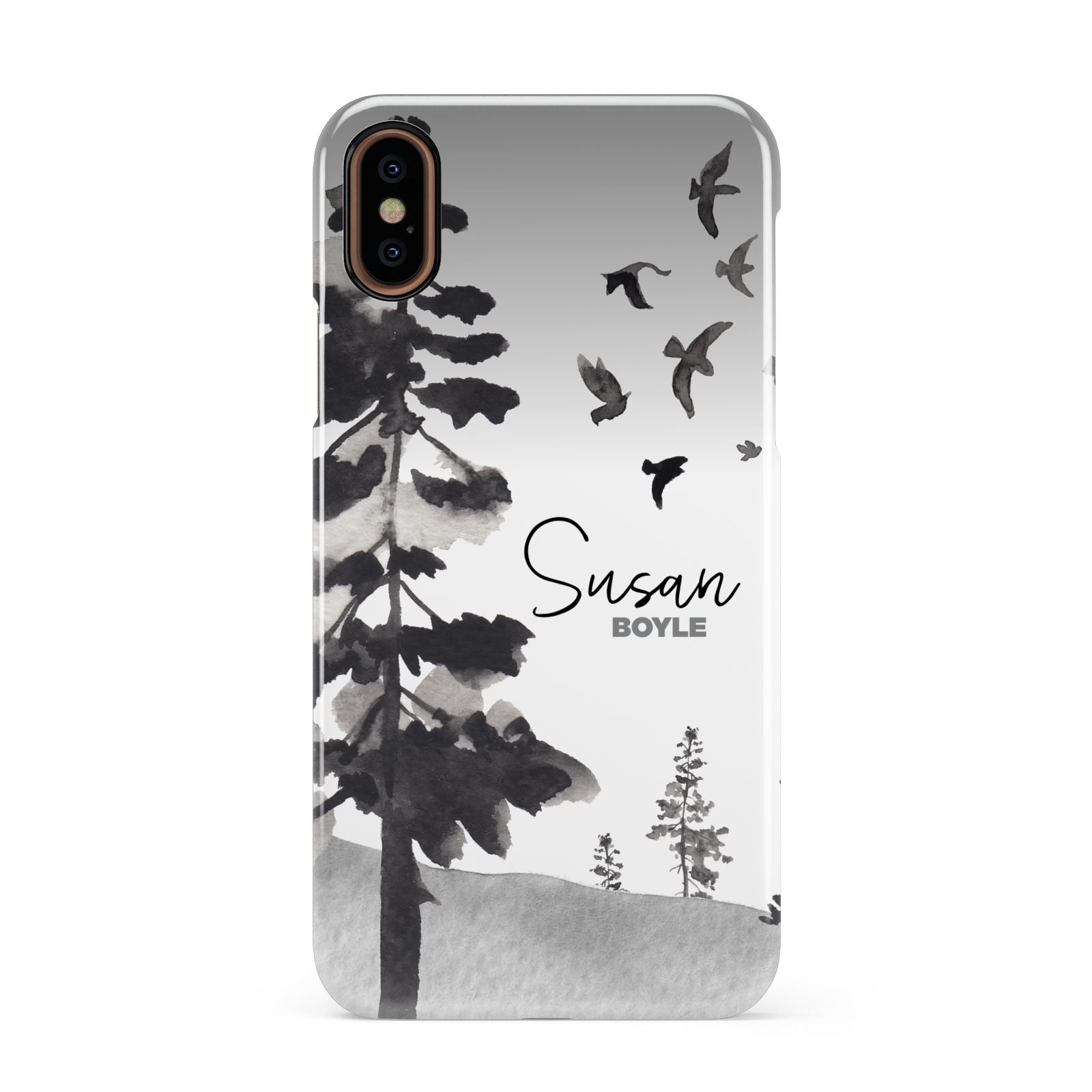 Personalised Monochrome Forest Apple iPhone XS 3D Snap Case