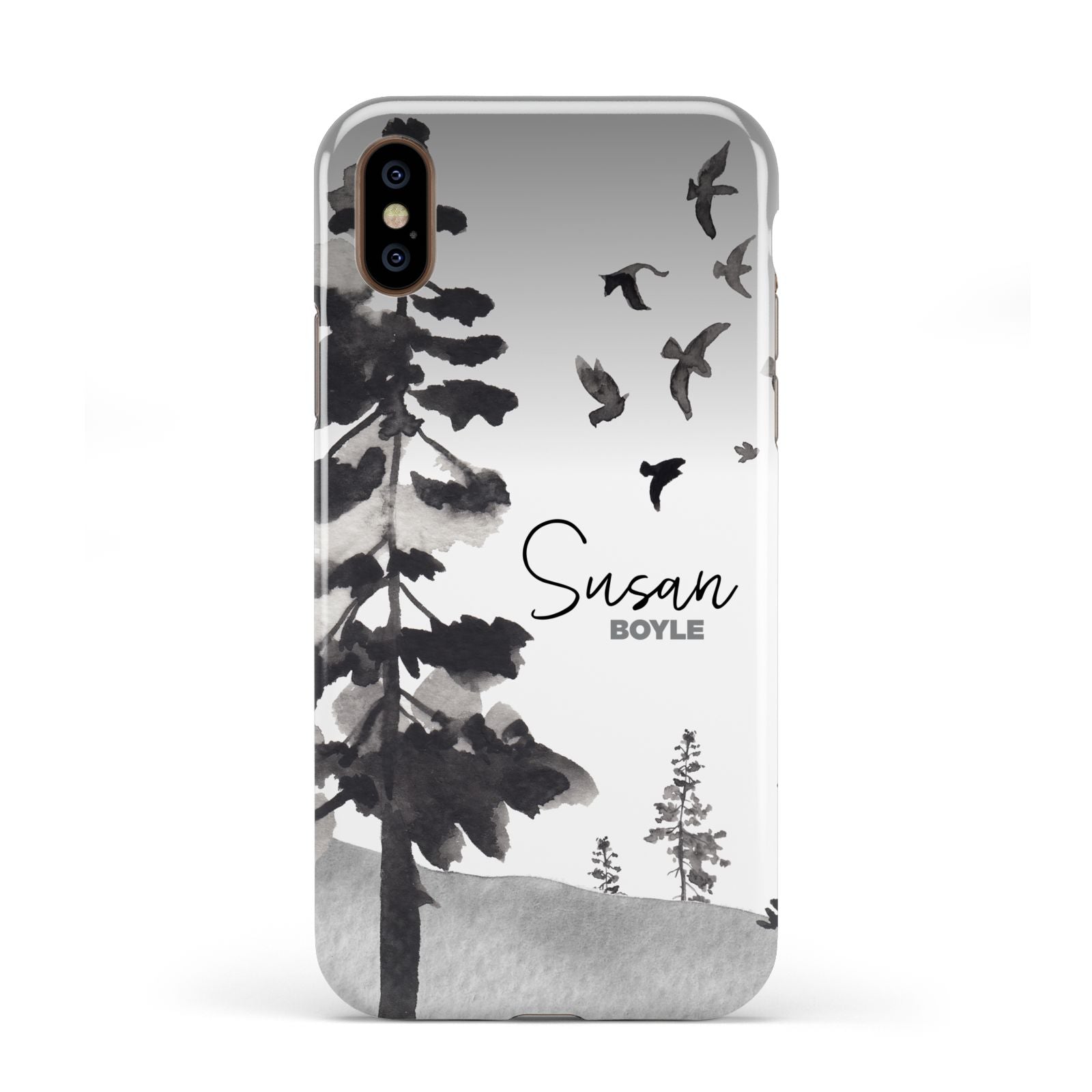 Personalised Monochrome Forest Apple iPhone XS 3D Tough