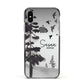 Personalised Monochrome Forest Apple iPhone Xs Impact Case Black Edge on Silver Phone