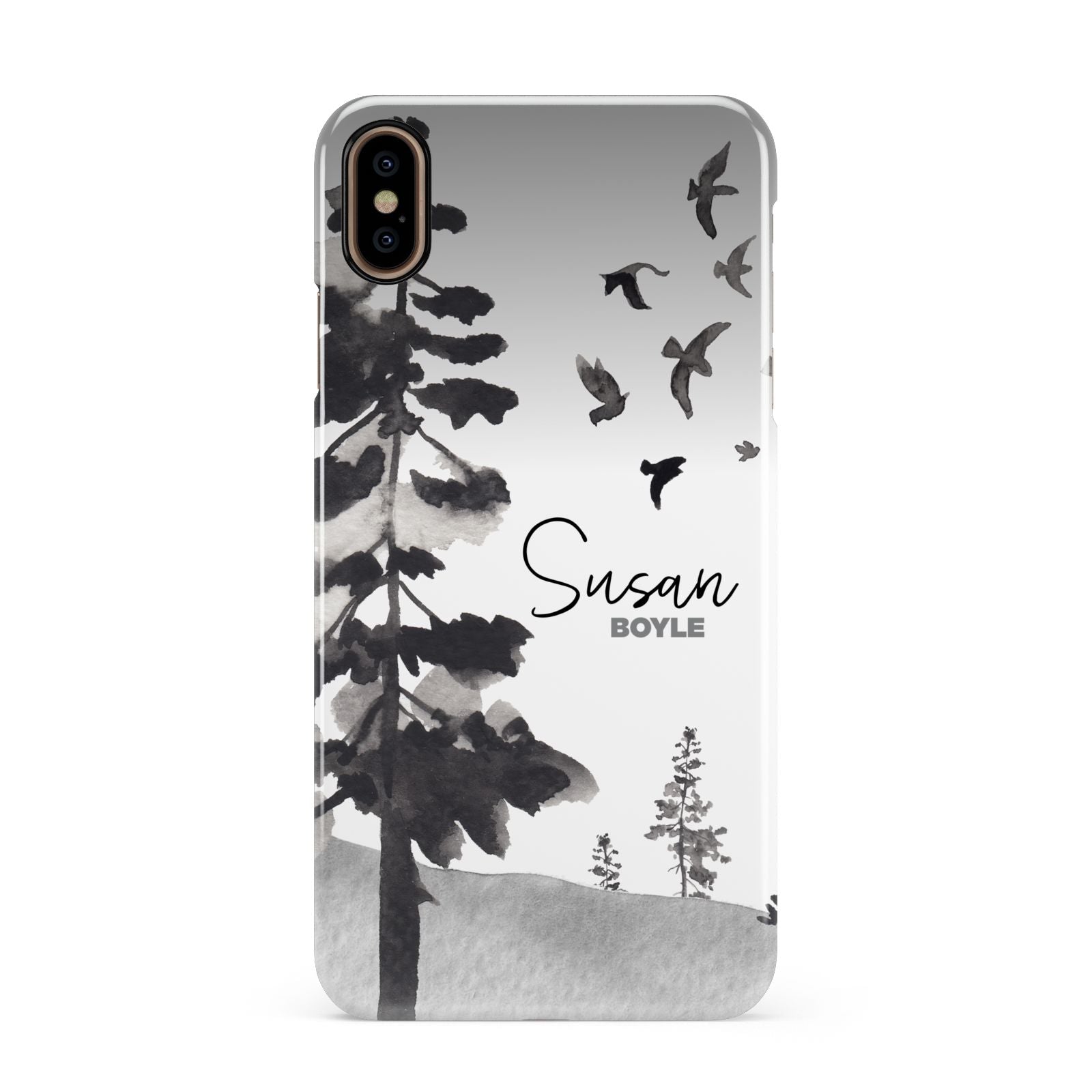 Personalised Monochrome Forest Apple iPhone Xs Max 3D Snap Case