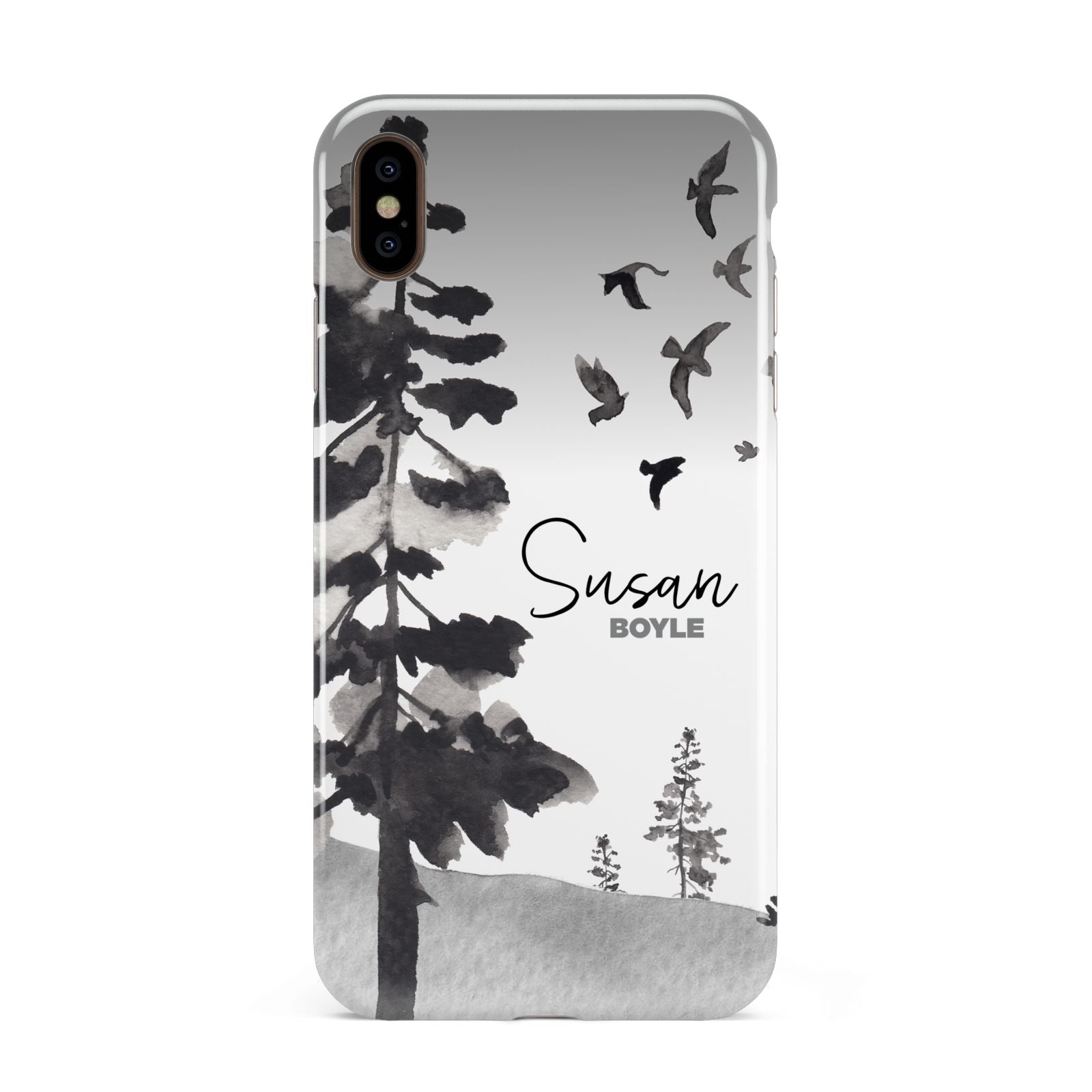 Personalised Monochrome Forest Apple iPhone Xs Max 3D Tough Case