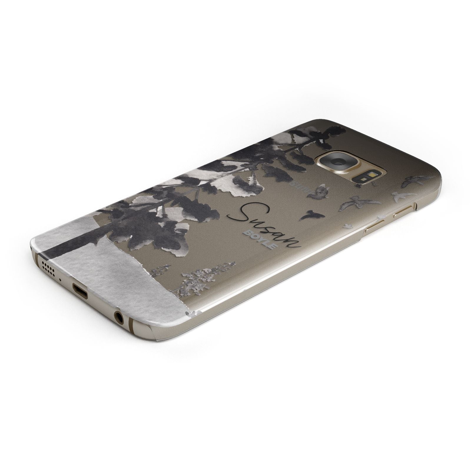 Personalised Monochrome Forest Samsung Galaxy Case Bottom Cutout