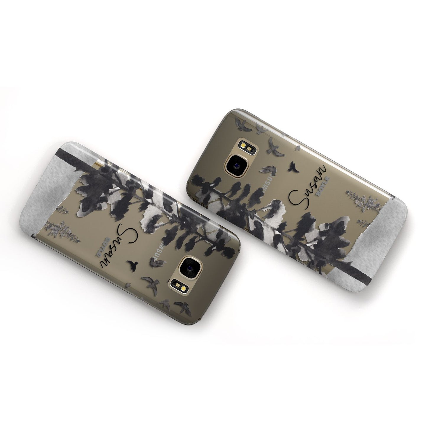 Personalised Monochrome Forest Samsung Galaxy Case Flat Overview