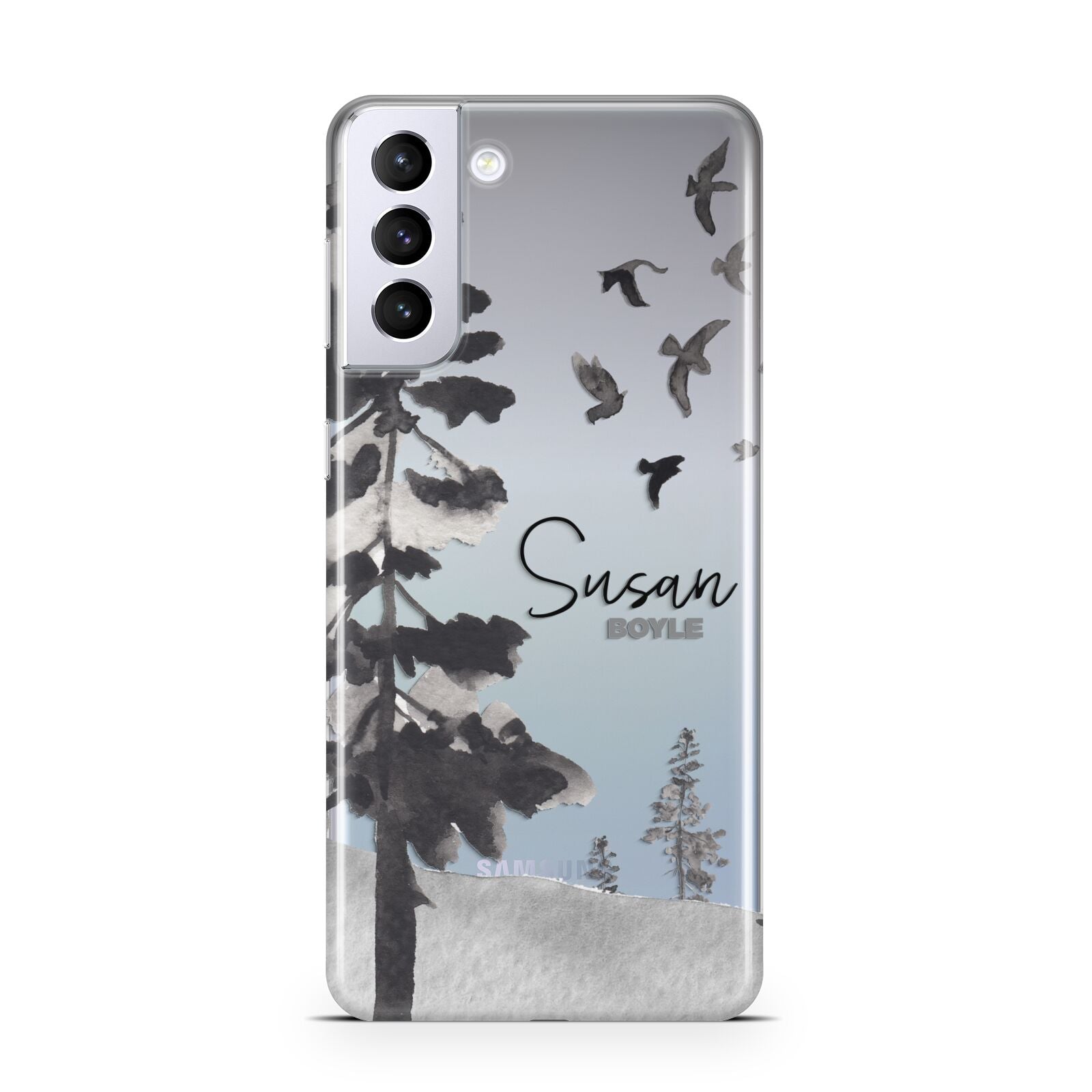Personalised Monochrome Forest Samsung S21 Plus Phone Case