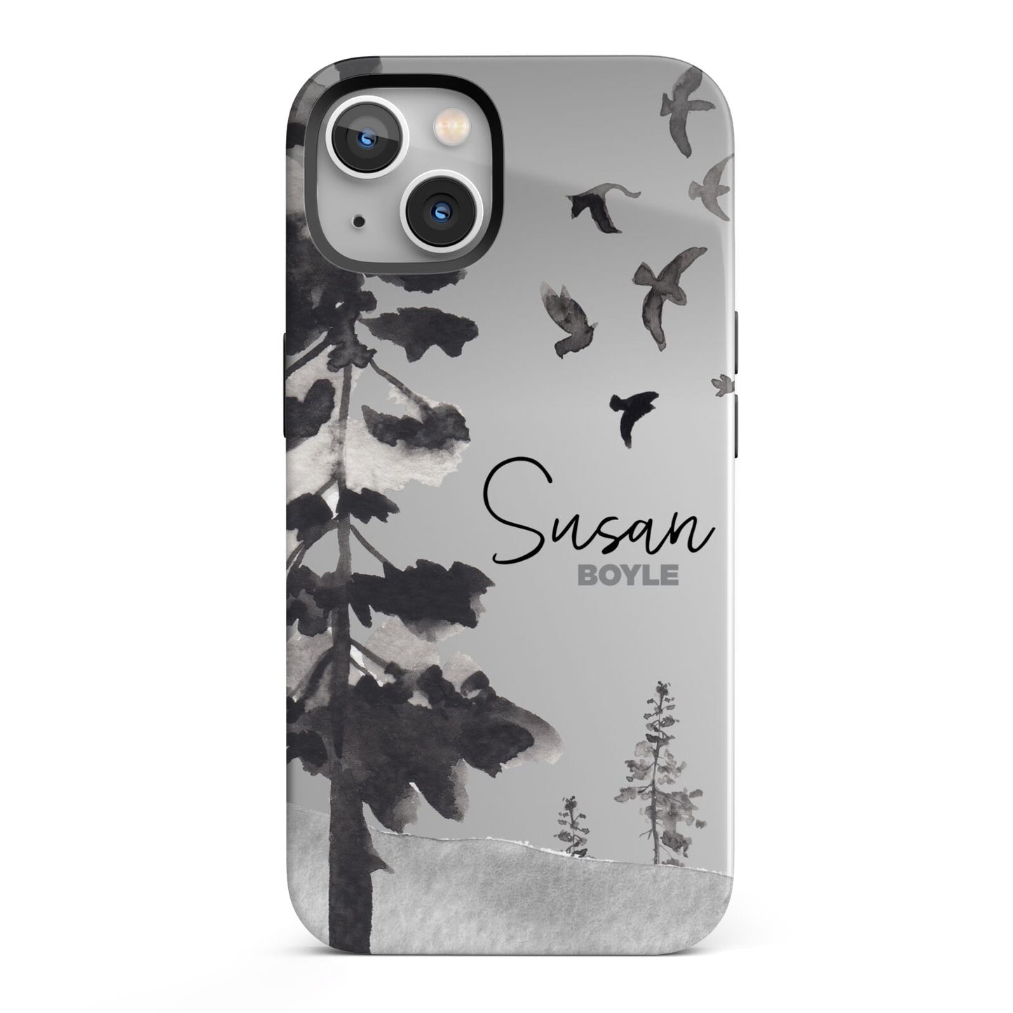Personalised Monochrome Forest iPhone 13 Full Wrap 3D Tough Case
