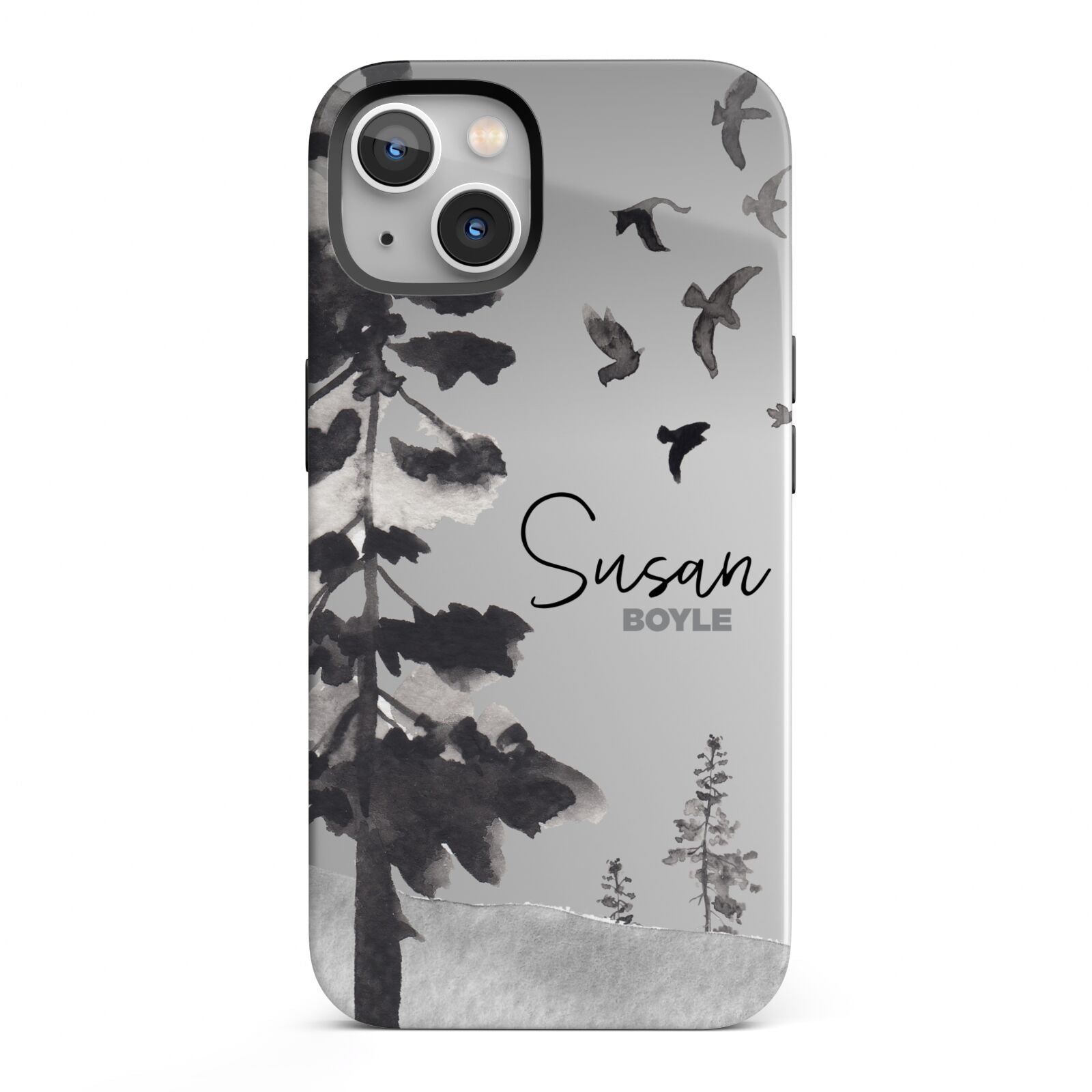 Personalised Monochrome Forest iPhone 13 Full Wrap 3D Tough Case