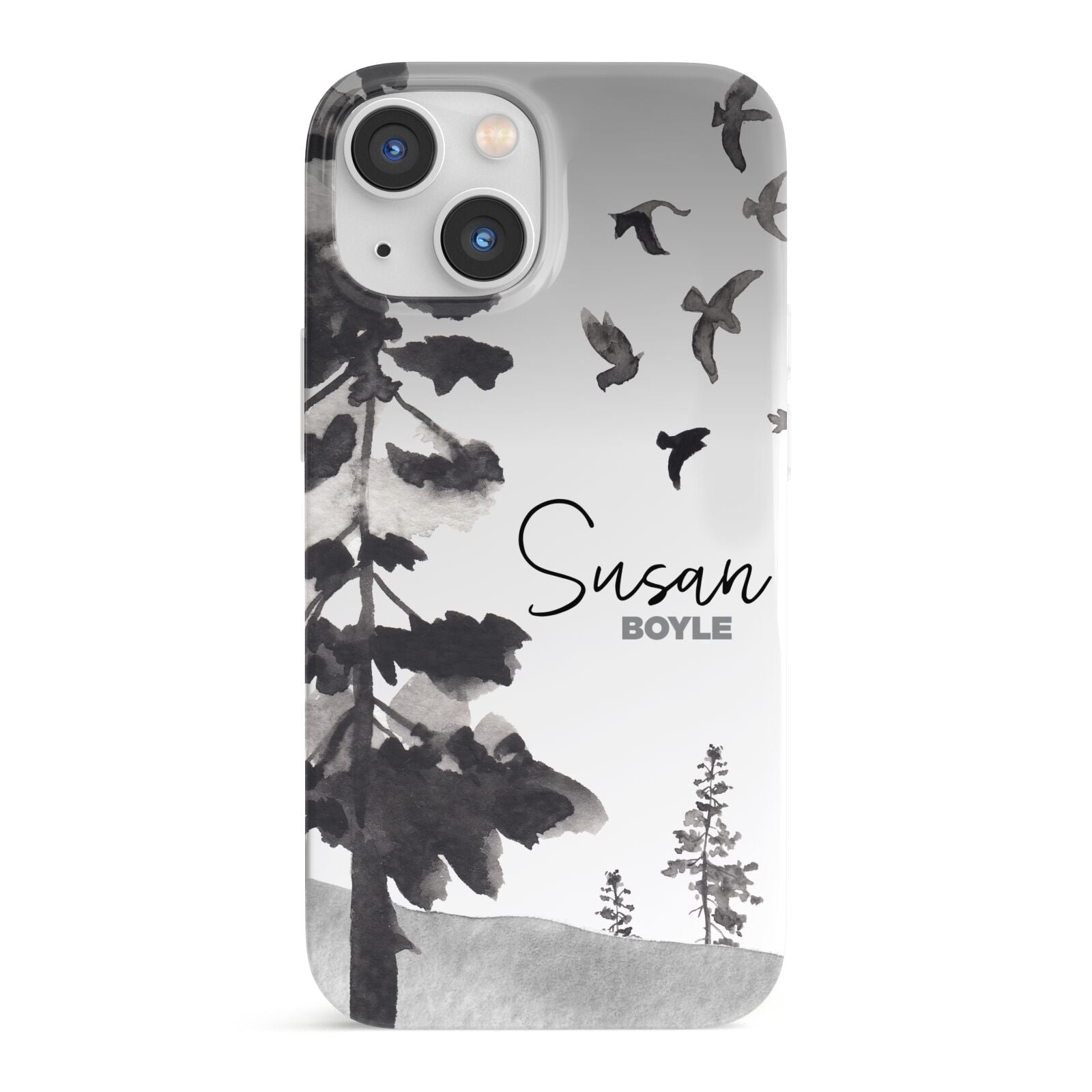Personalised Monochrome Forest iPhone 13 Mini Full Wrap 3D Snap Case