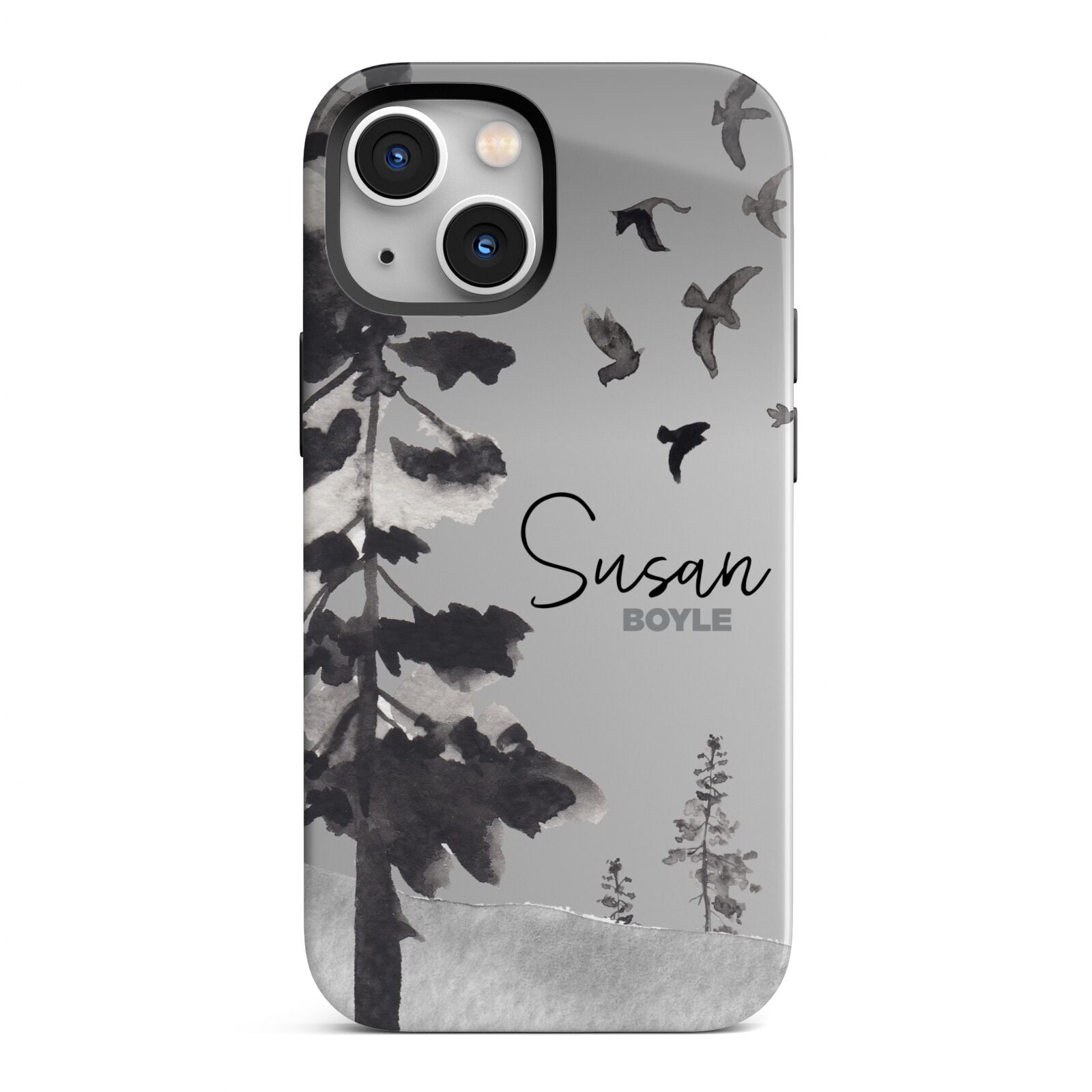 Personalised Monochrome Forest iPhone 13 Mini Full Wrap 3D Tough Case